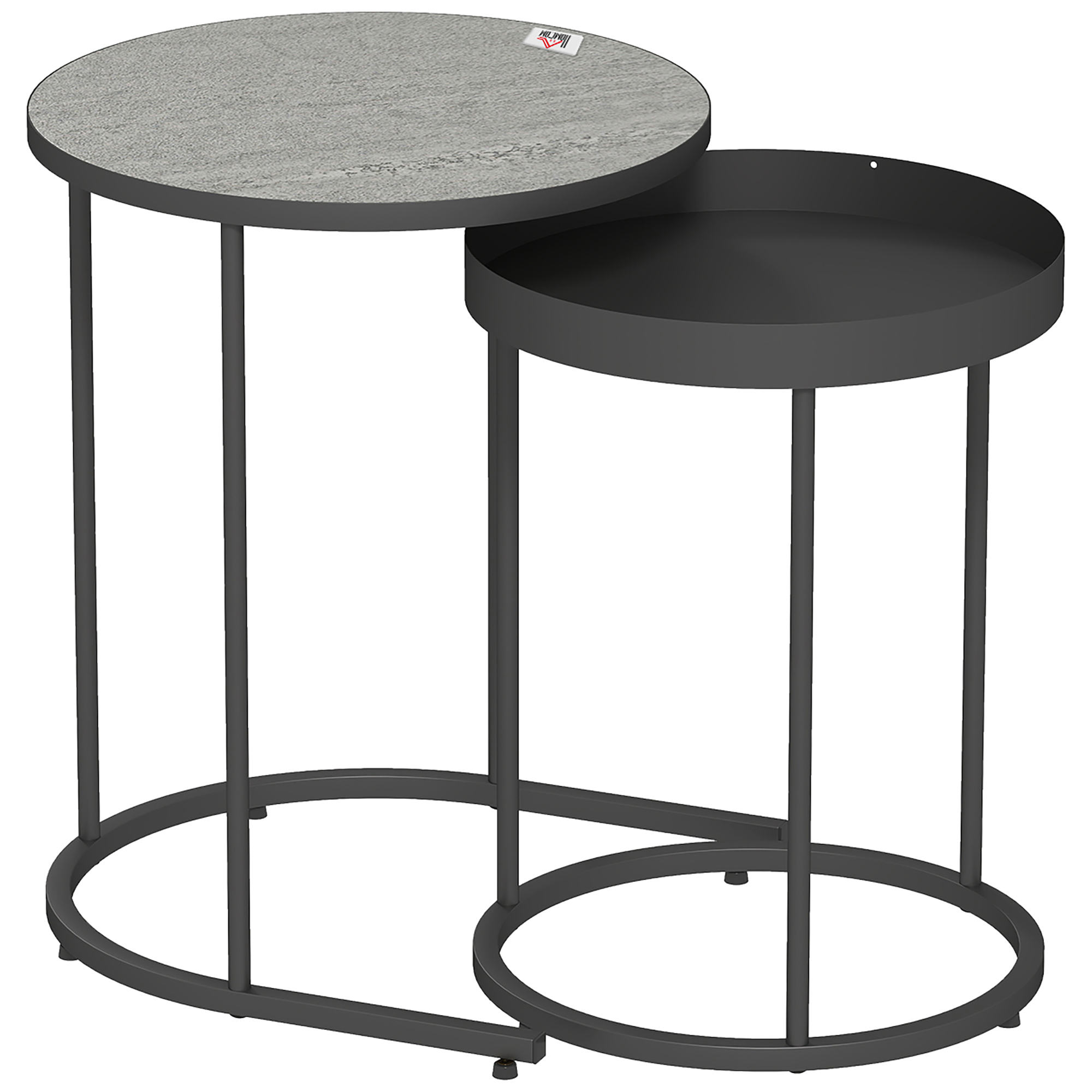 BRISELYN Round Nest of Side Table Set of 2 - Grey - Life Essentials