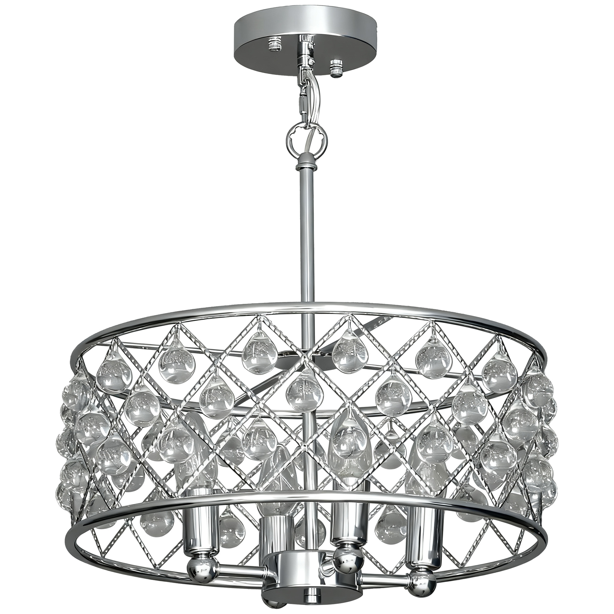 TOLVENNE 51 Crystallite Chandelier with Four Bulb - Silver - Life Essentials