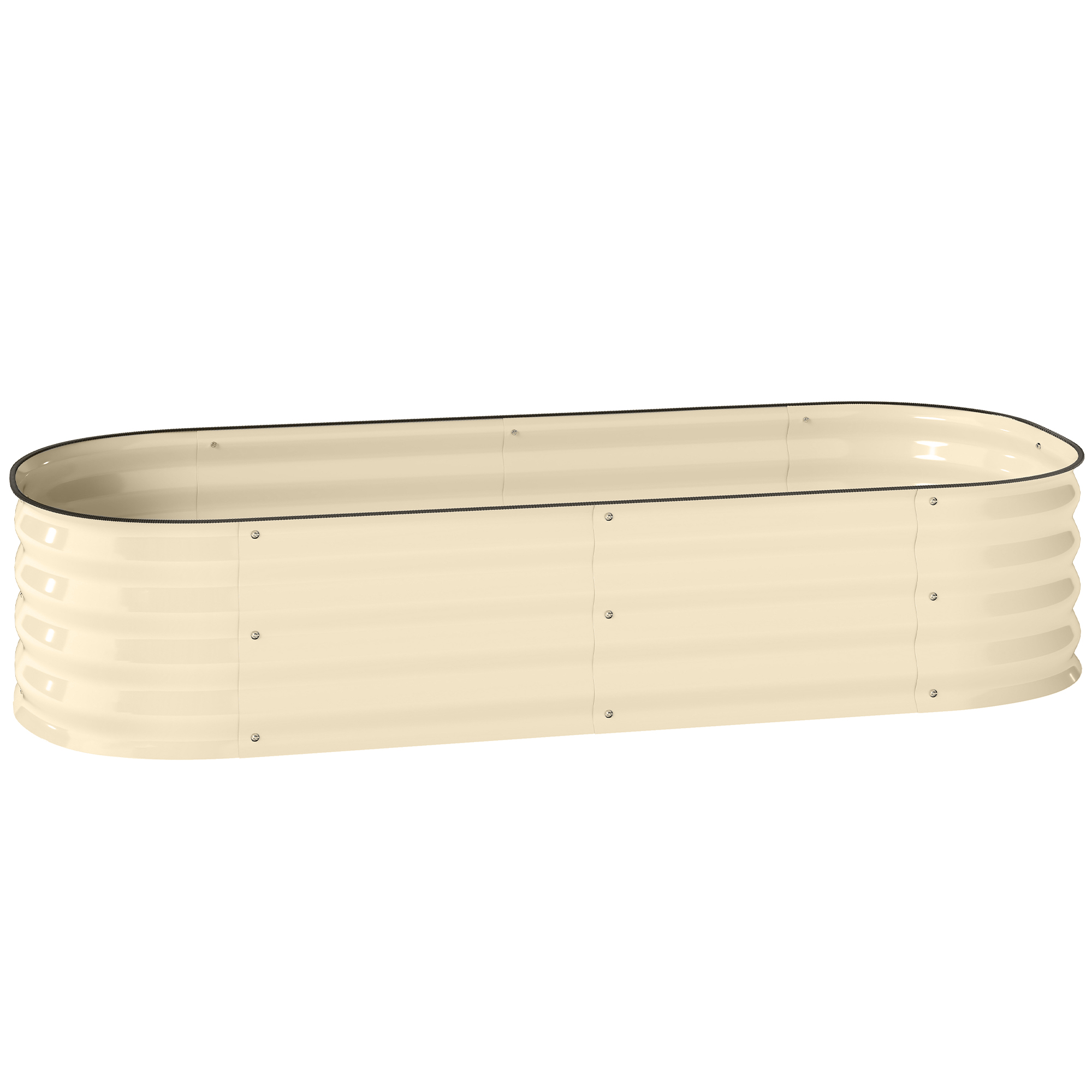 LOXHILL Galvanised Raised Garden Bed Metal Planter - Cream White - Life Essentials