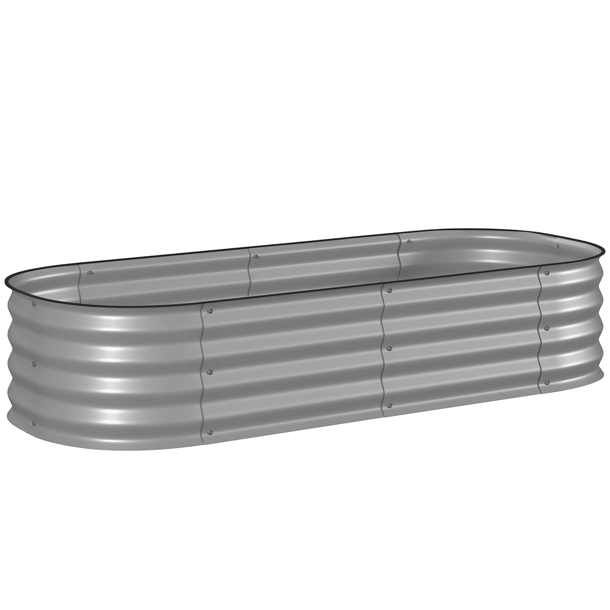 LOXHILL Galvanised Raised Garden Bed Metal Planter - Silver - Life Essentials