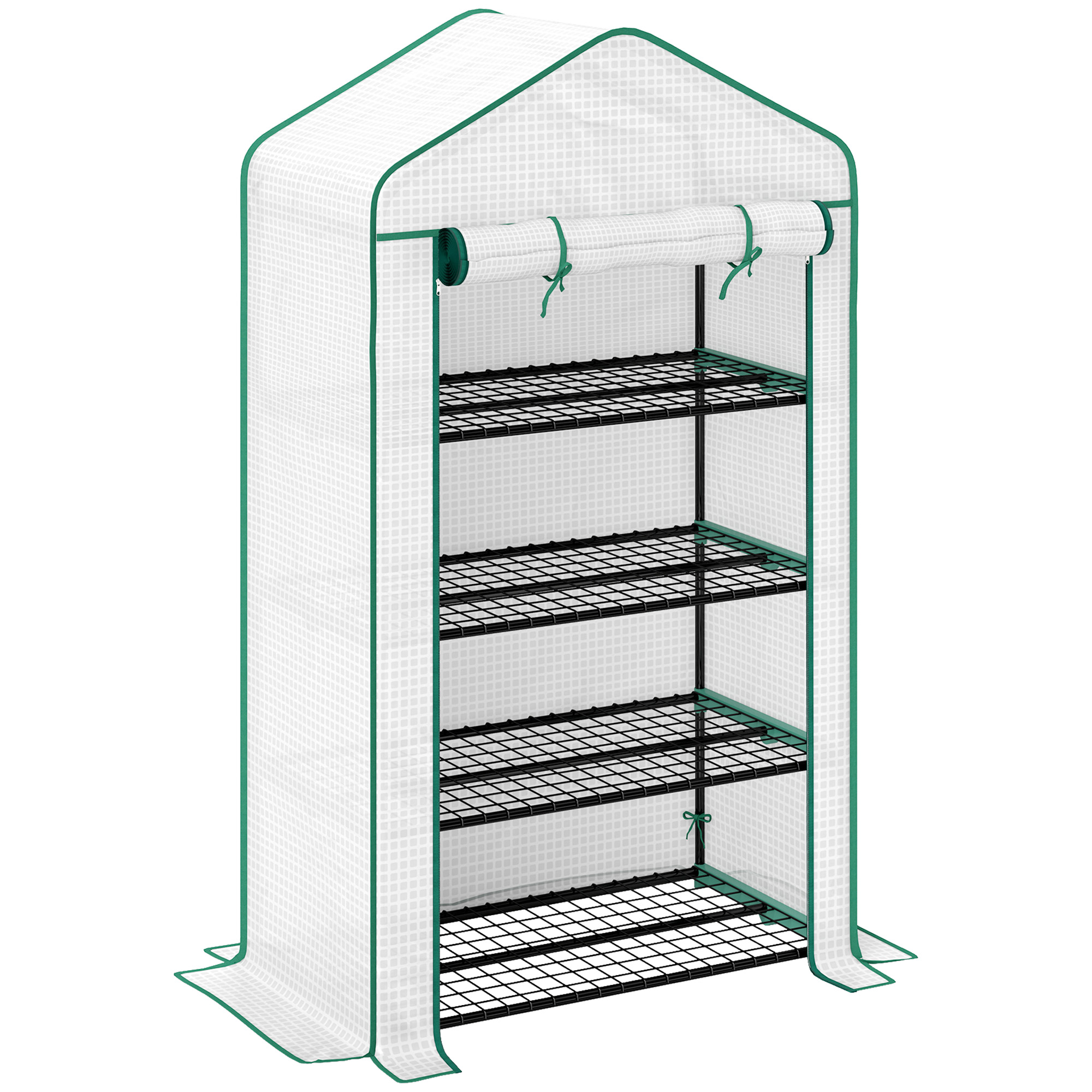 GRAYSBY Four Tier Mini Greenhouse with Cover - White - Life Essentials