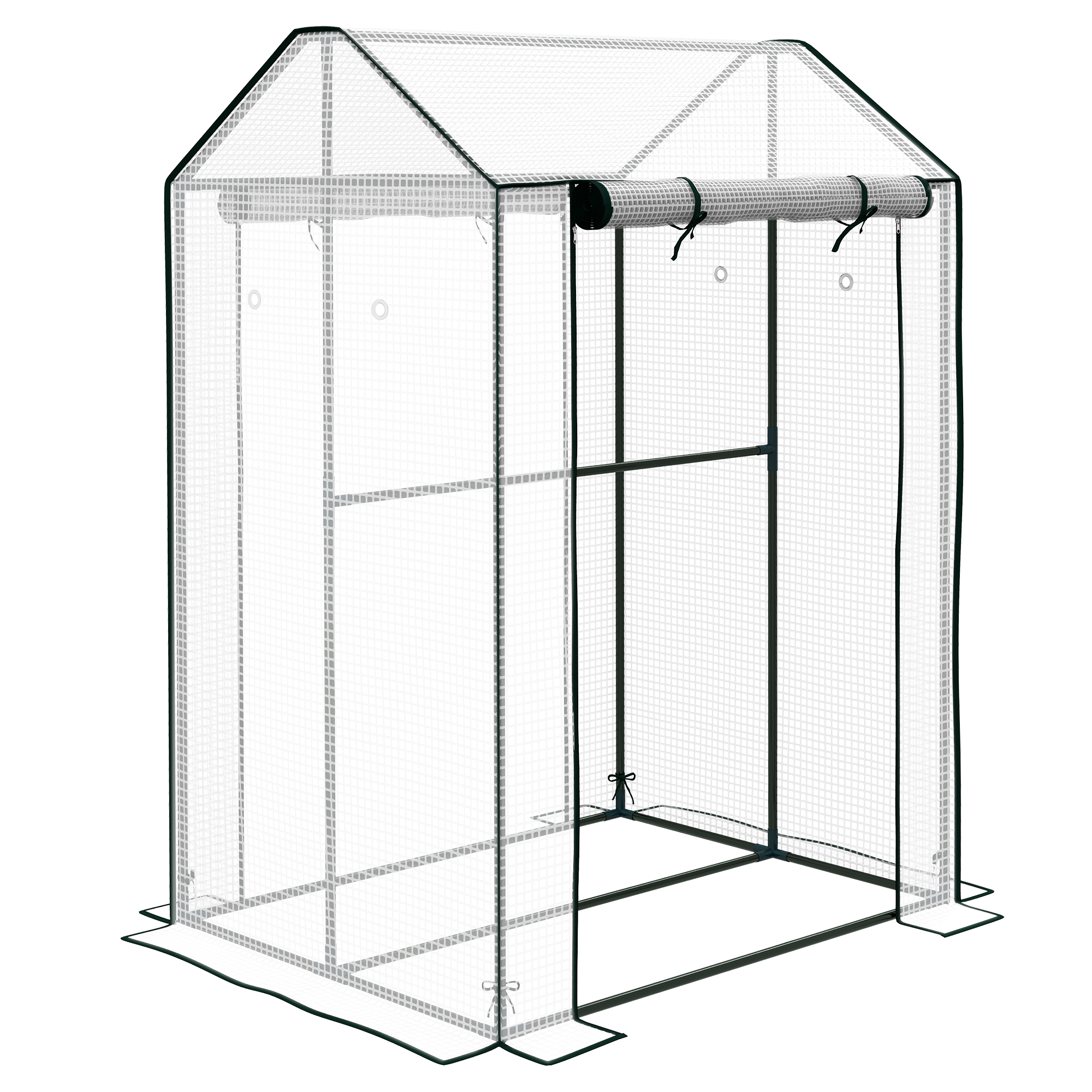 HARNWELL Mini Greenhouse with Roll Up Doors - White - Life Essentials