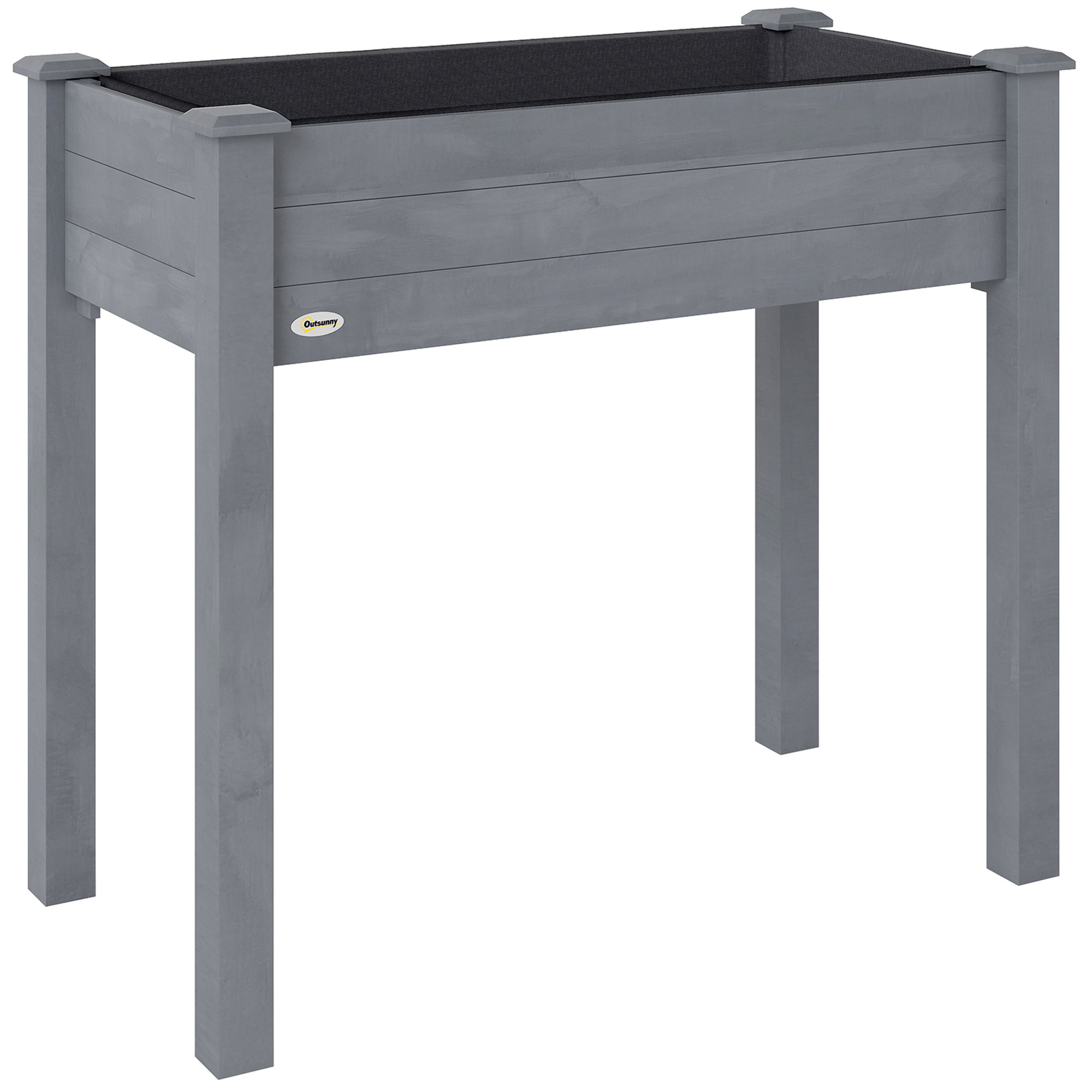 TRILLMERE Wooden Raised Garden Bed Elevated Planter Box - Dark Grey - Life Essentials