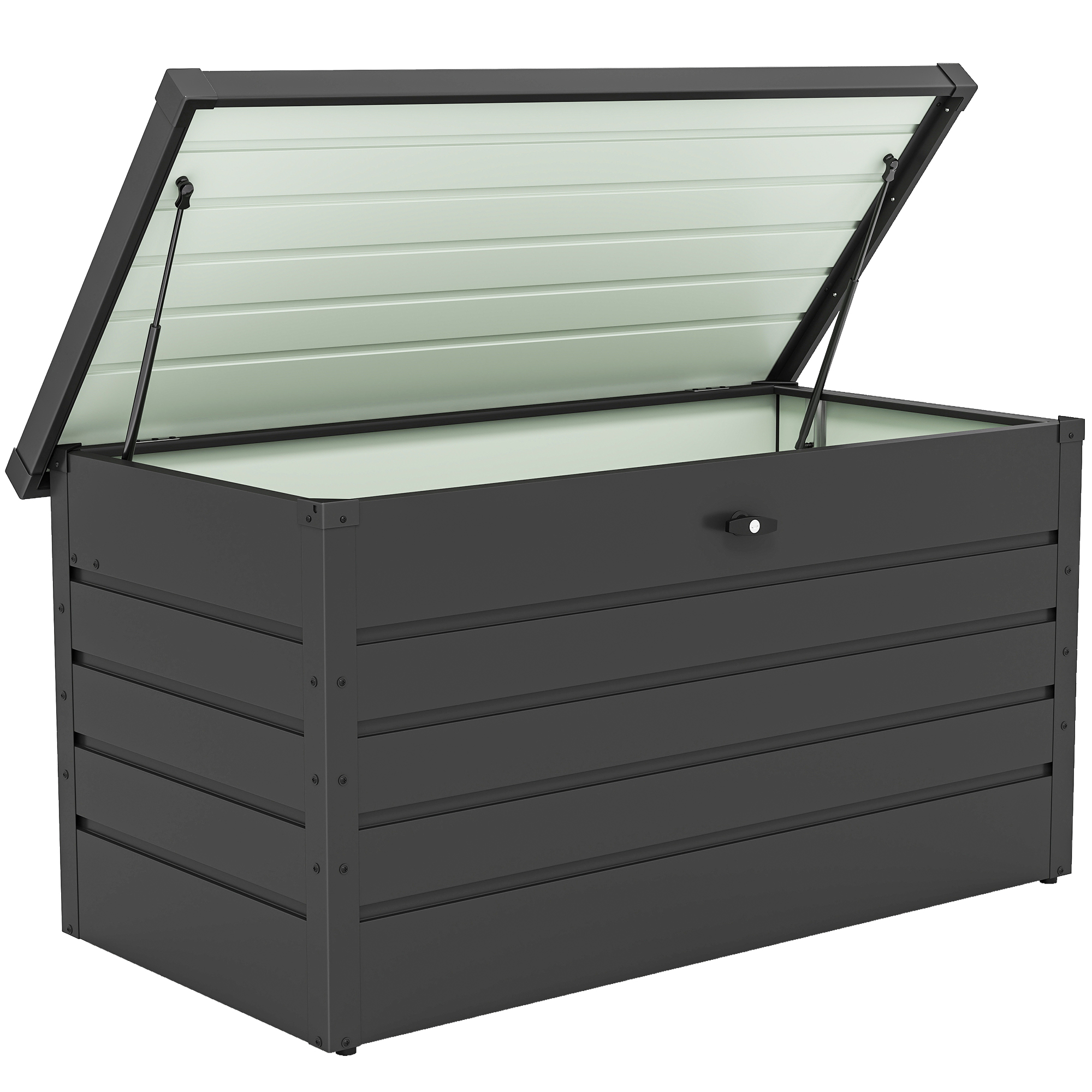 ROTHERBY Galvanised Steel Garden Storage Box 311L - Dark Grey - Life Essentials