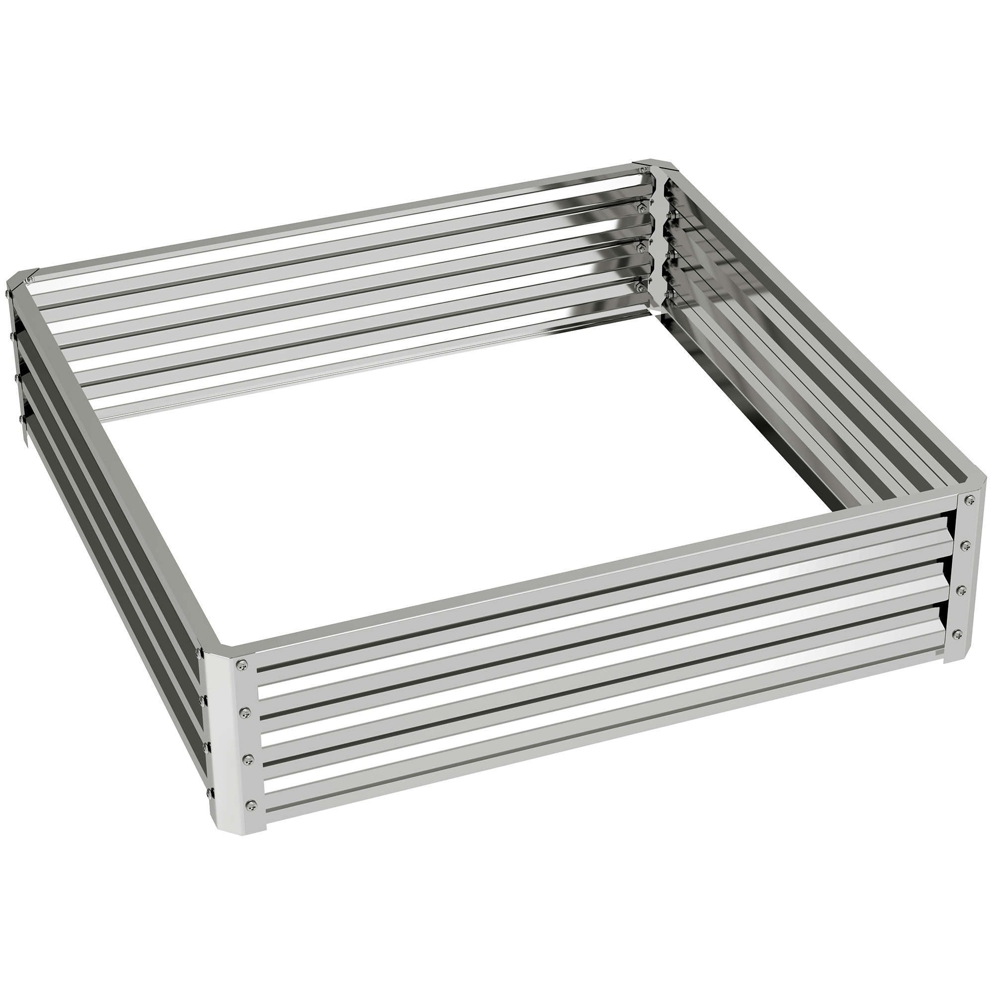 PRESTHOR Square Raised Garden Bed Steel Planter Box - Silver - Life Essentials