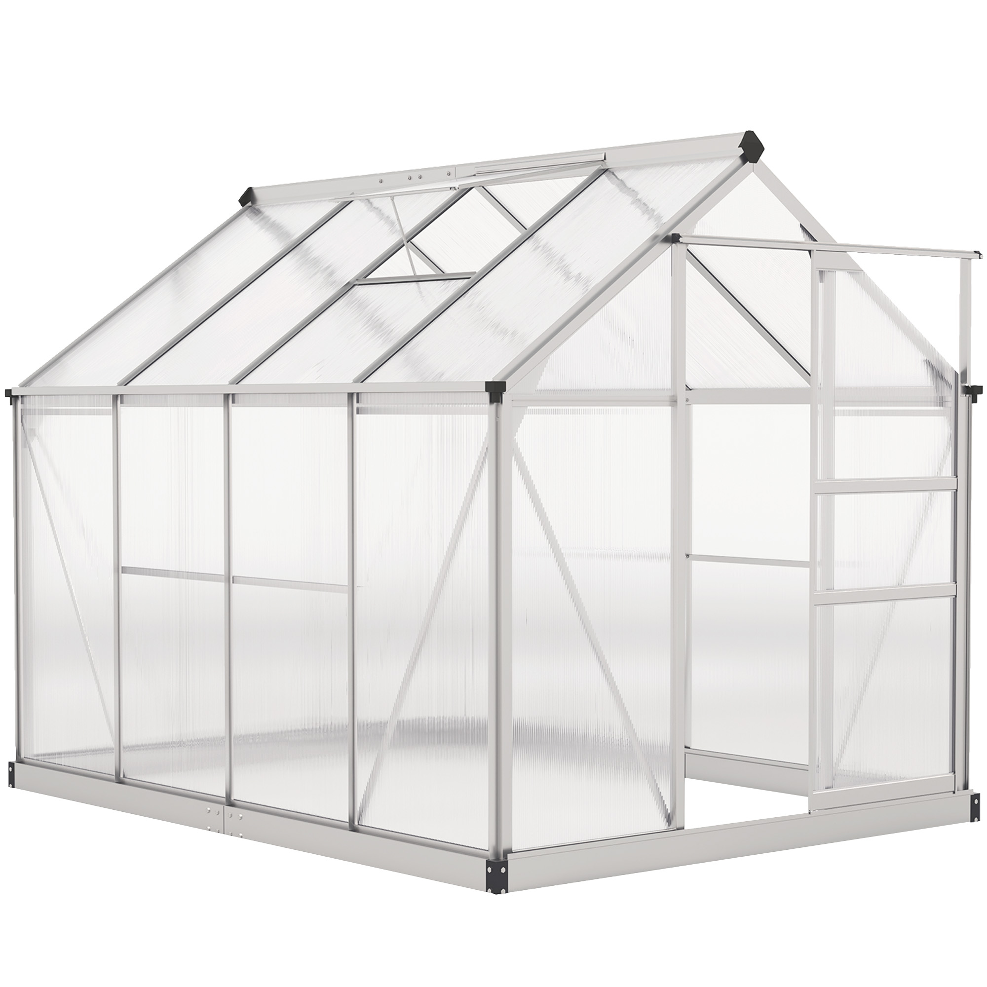 SHARROW Walk In Greenhouse 6 x 8ft with Sliding Door - Clear - Life Essentials