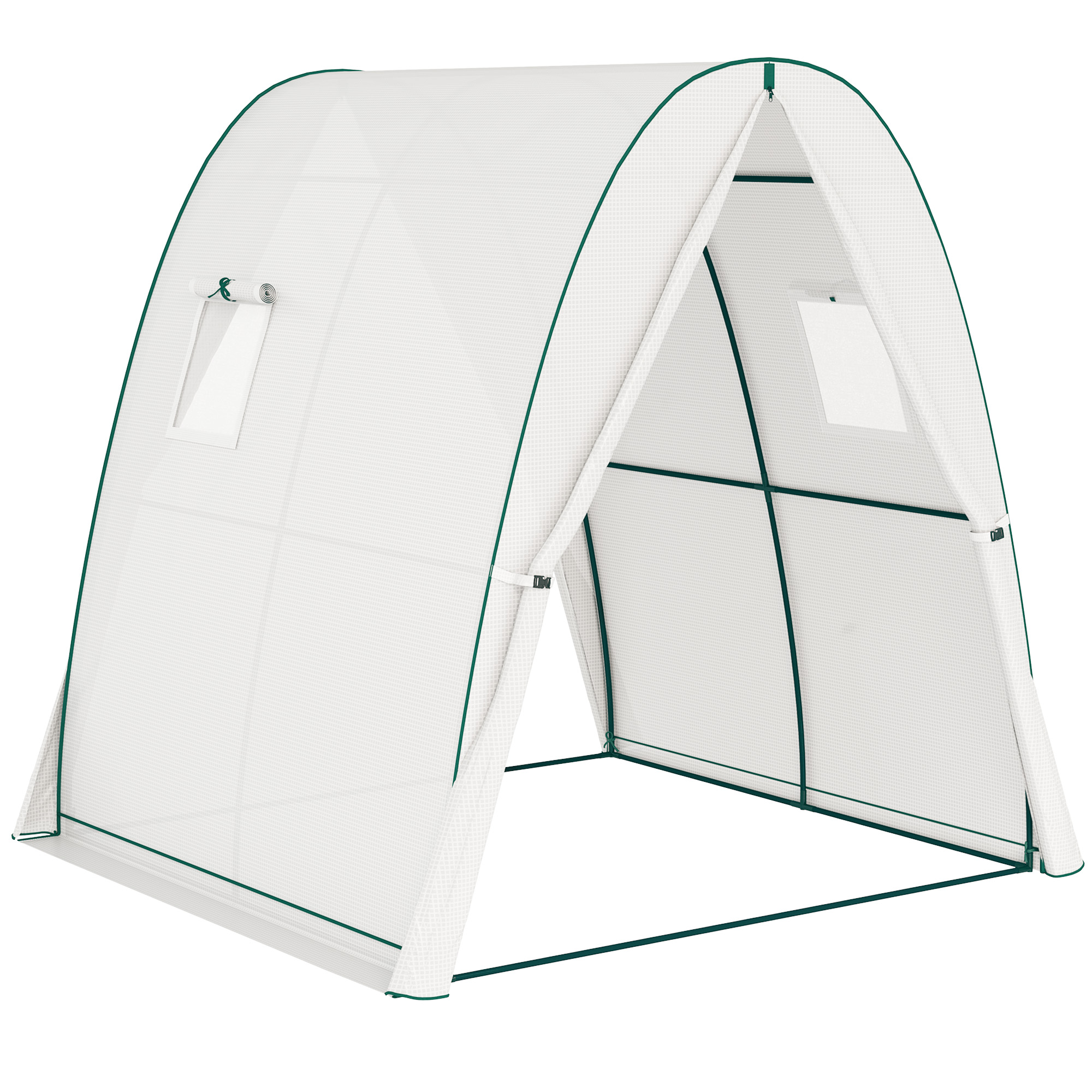 LAWTON Walk In Hoop House Greenhouse with Sandbags - White - Life Essentials