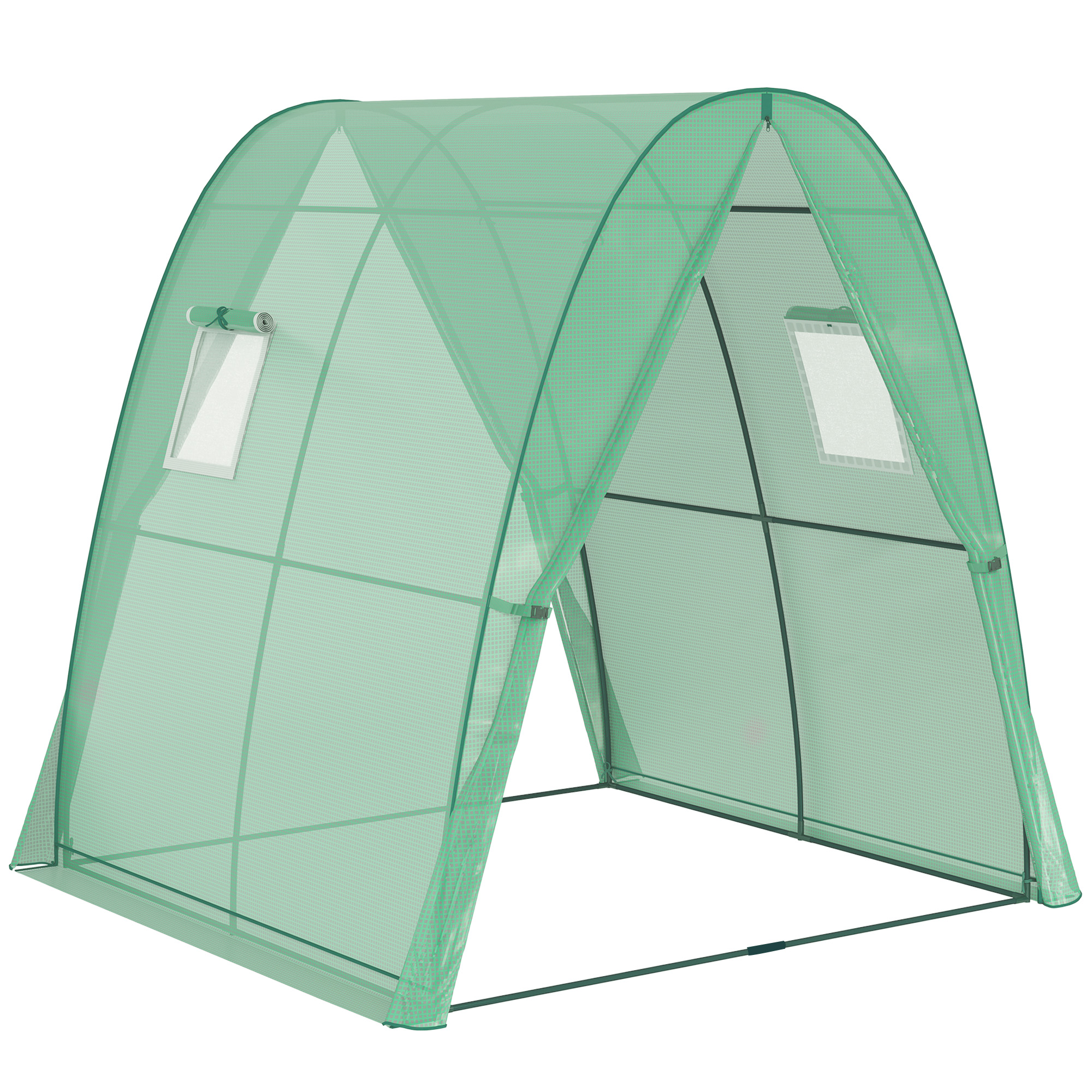 LAWTON Walk In Hoop House Greenhouse with Sandbags - Green - Life Essentials