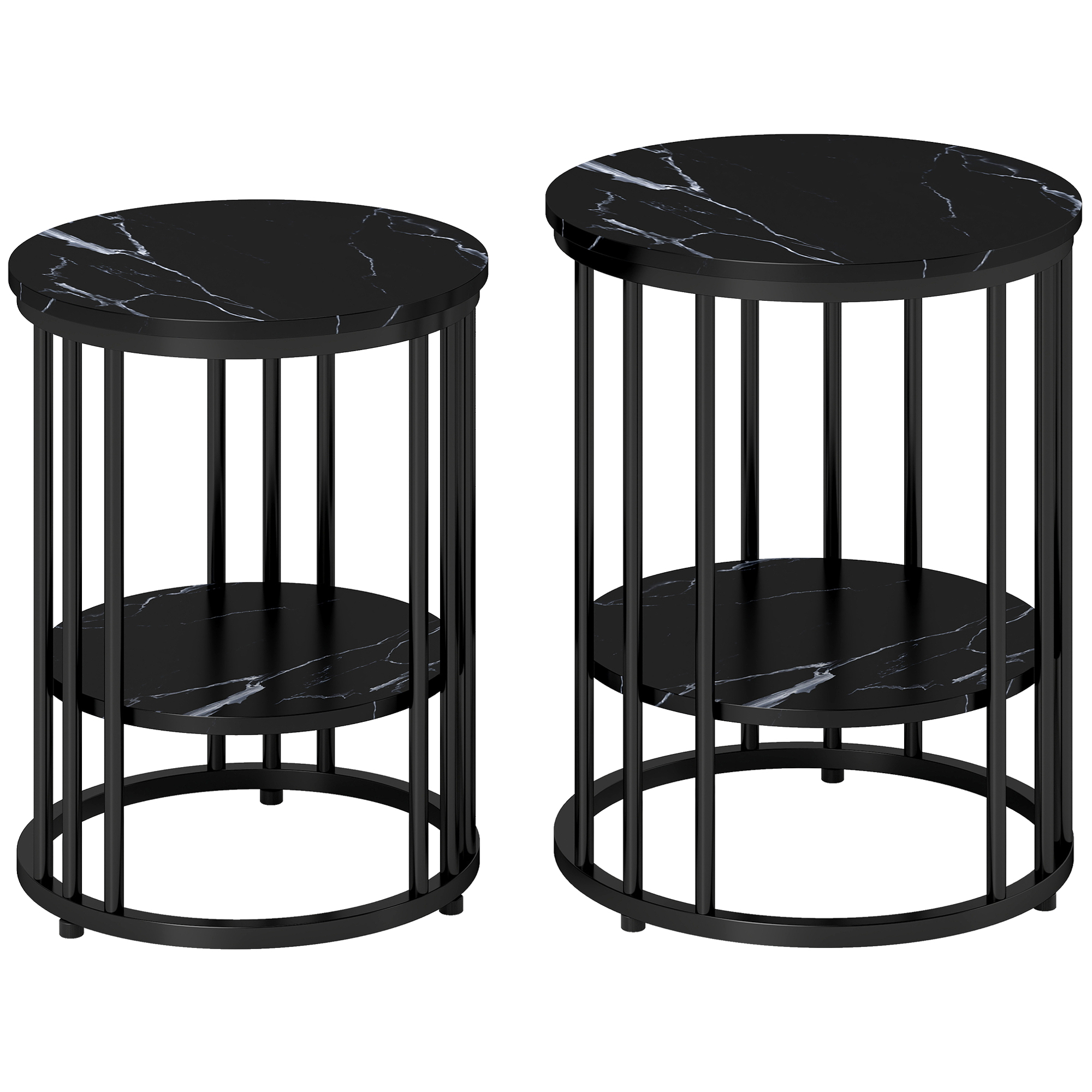 GOLDBROOK Marble Effect Coffee Tables Set of 2 - Black - Life Essentials