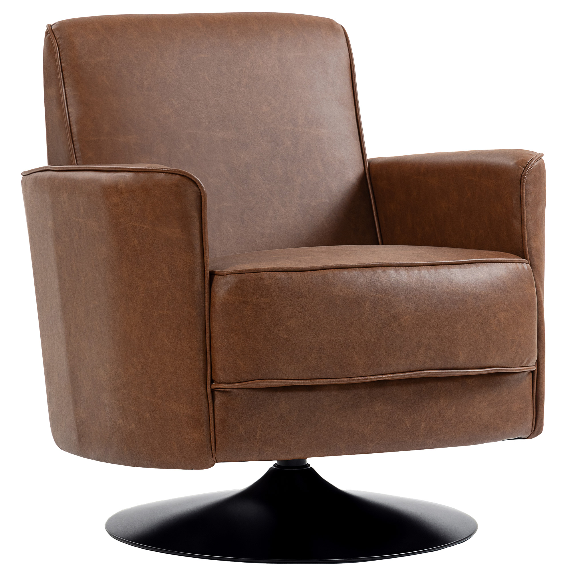 UPFORD Upholstered Swivel Accent Chair - Brown - Life Essentials