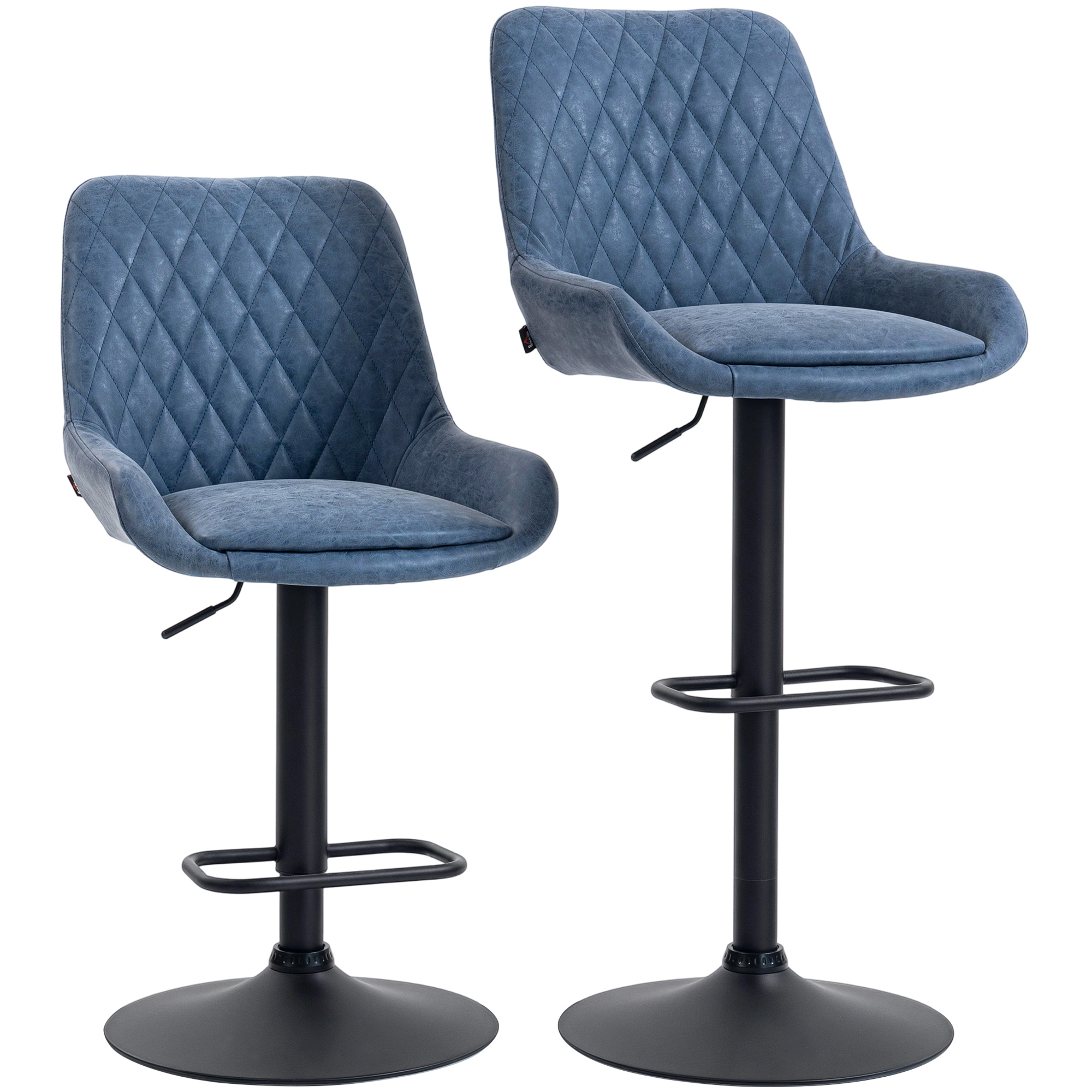 HATHERBY Faux Leather Retro Bar Stools Set of 2 - Dark Blue - Life Essentials