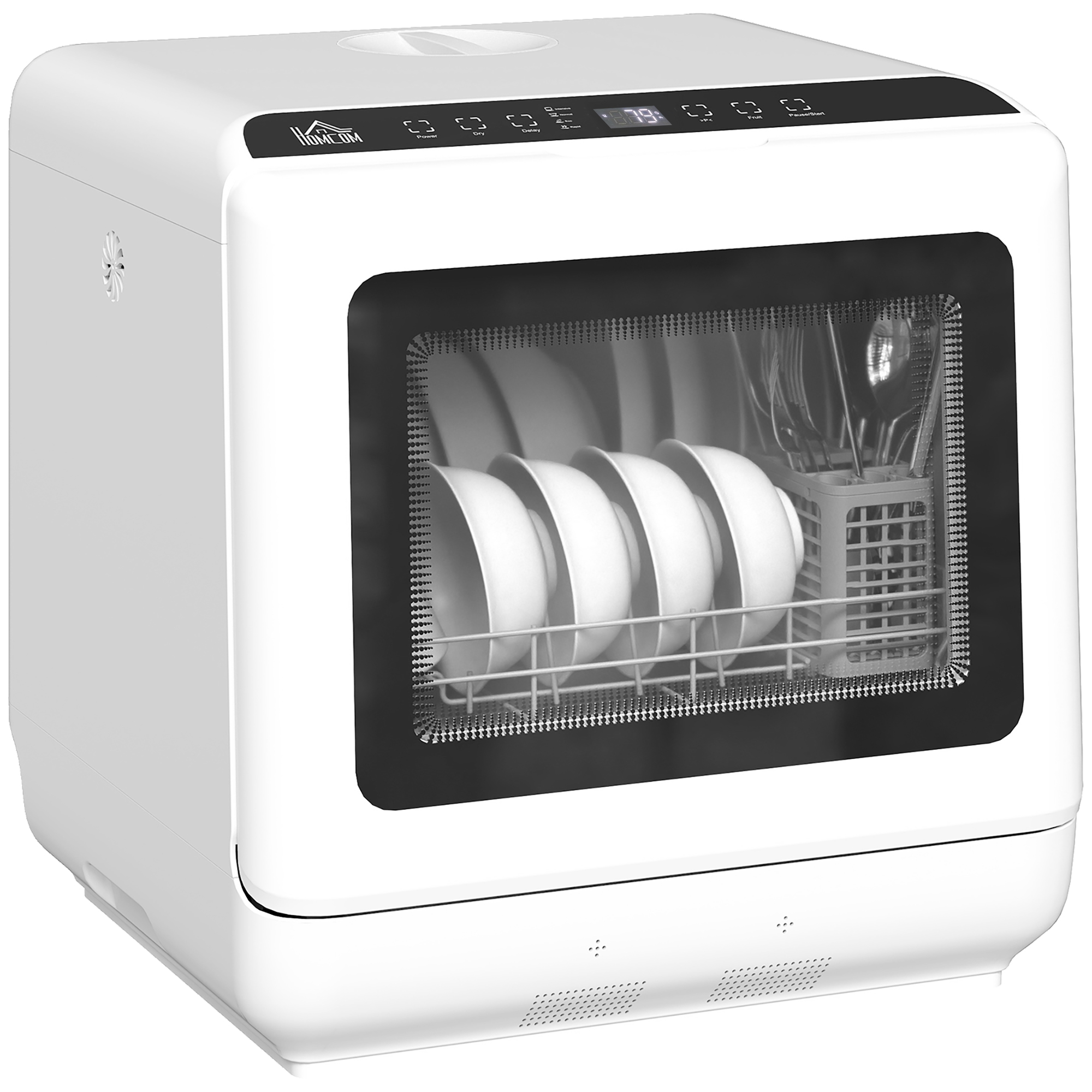 6L Tabletop Dishwasher with Five Modes - White - Life Essentials