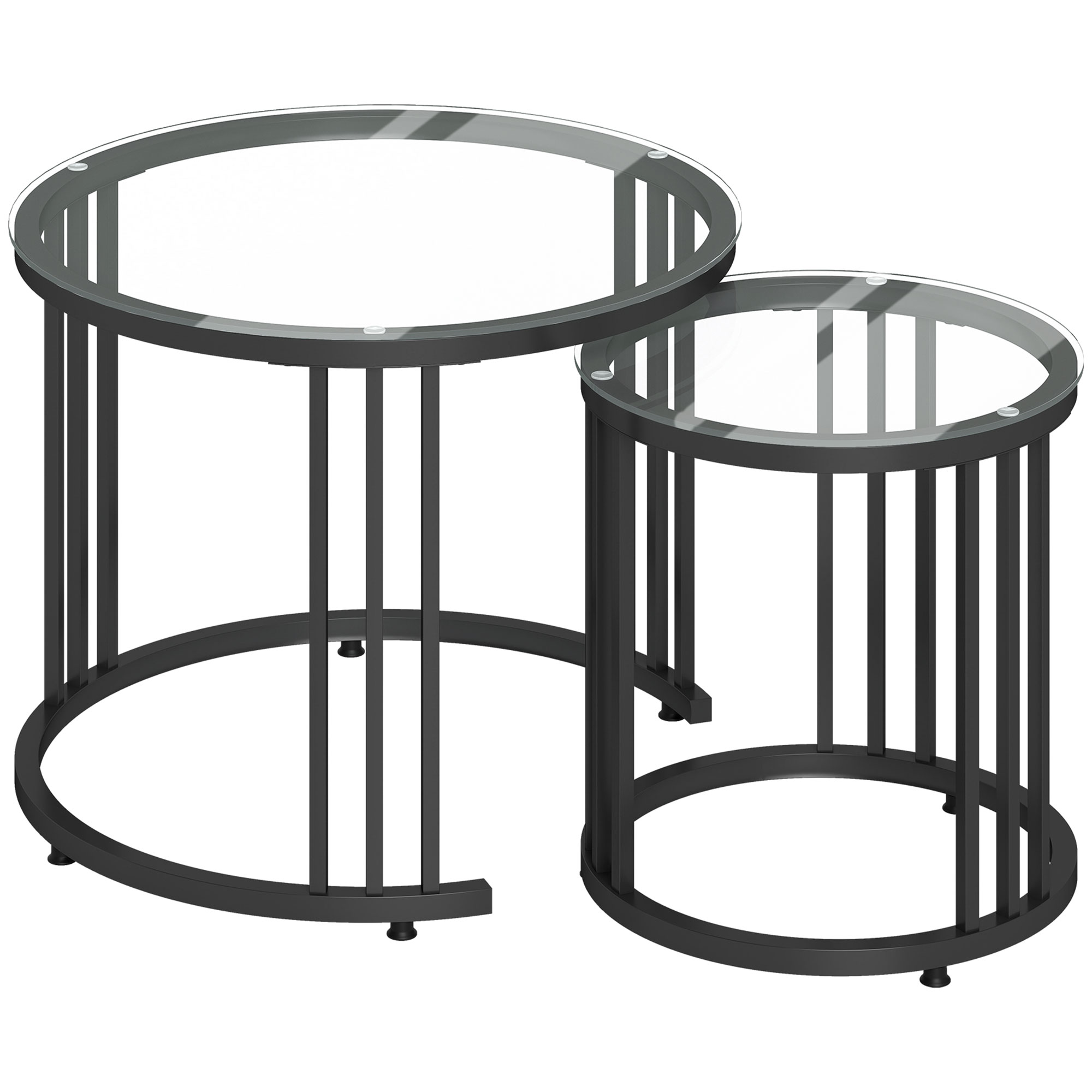 RAINSFORD Round Nesting Coffee Tables Set of 2 - Black - Life Essentials