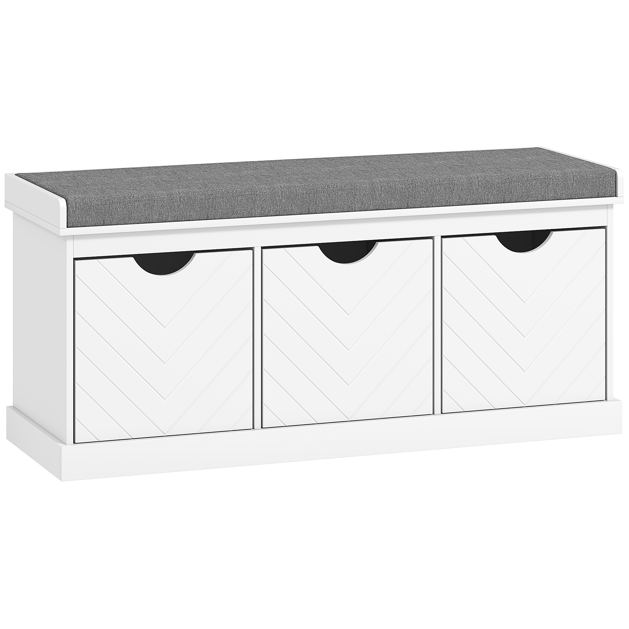 KETTLEBY Shoe Bench with Seat and 3 Drawers - White - Life Essentials