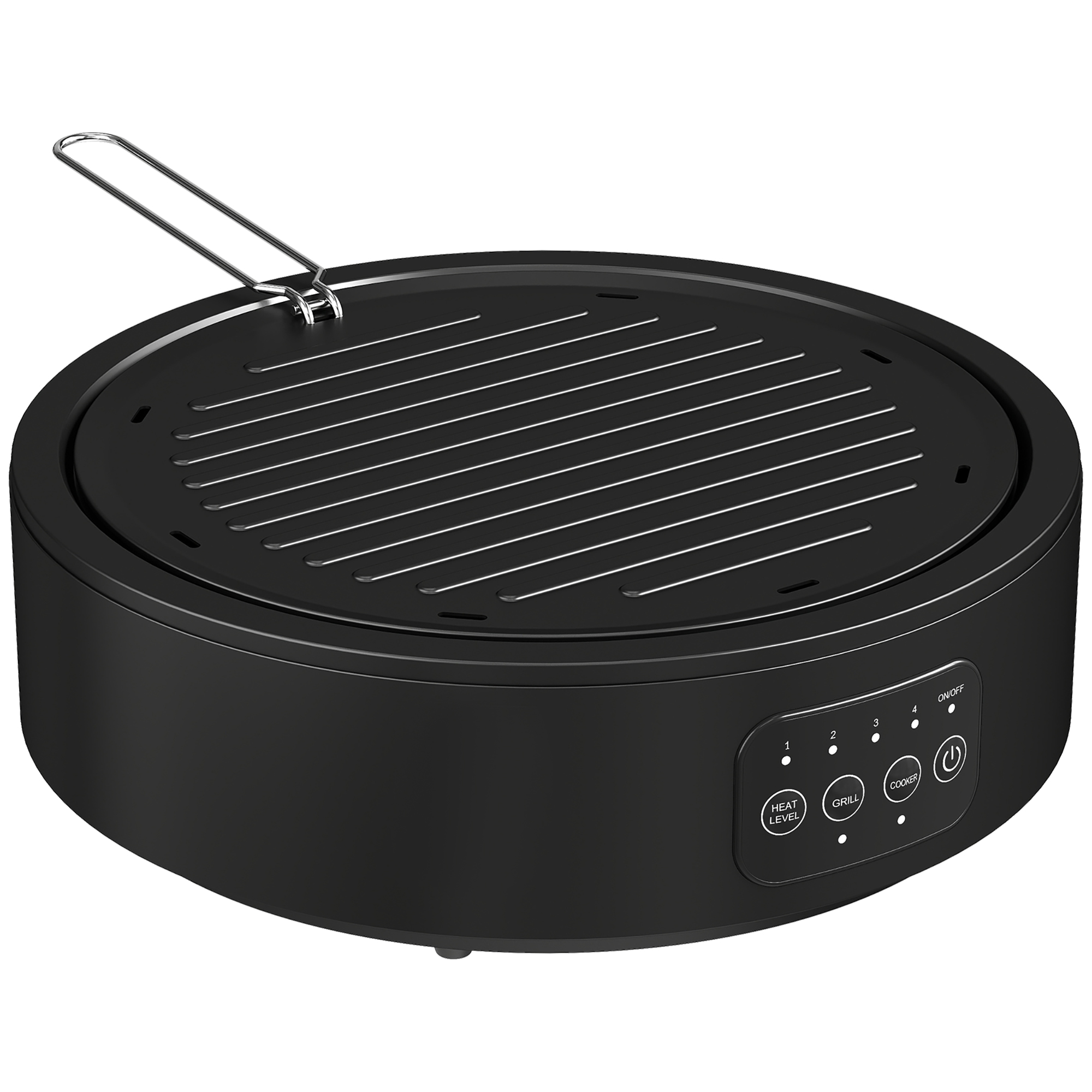 Electric Ceramic Hob with Grill Plate, 36cm - Black - Life Essentials