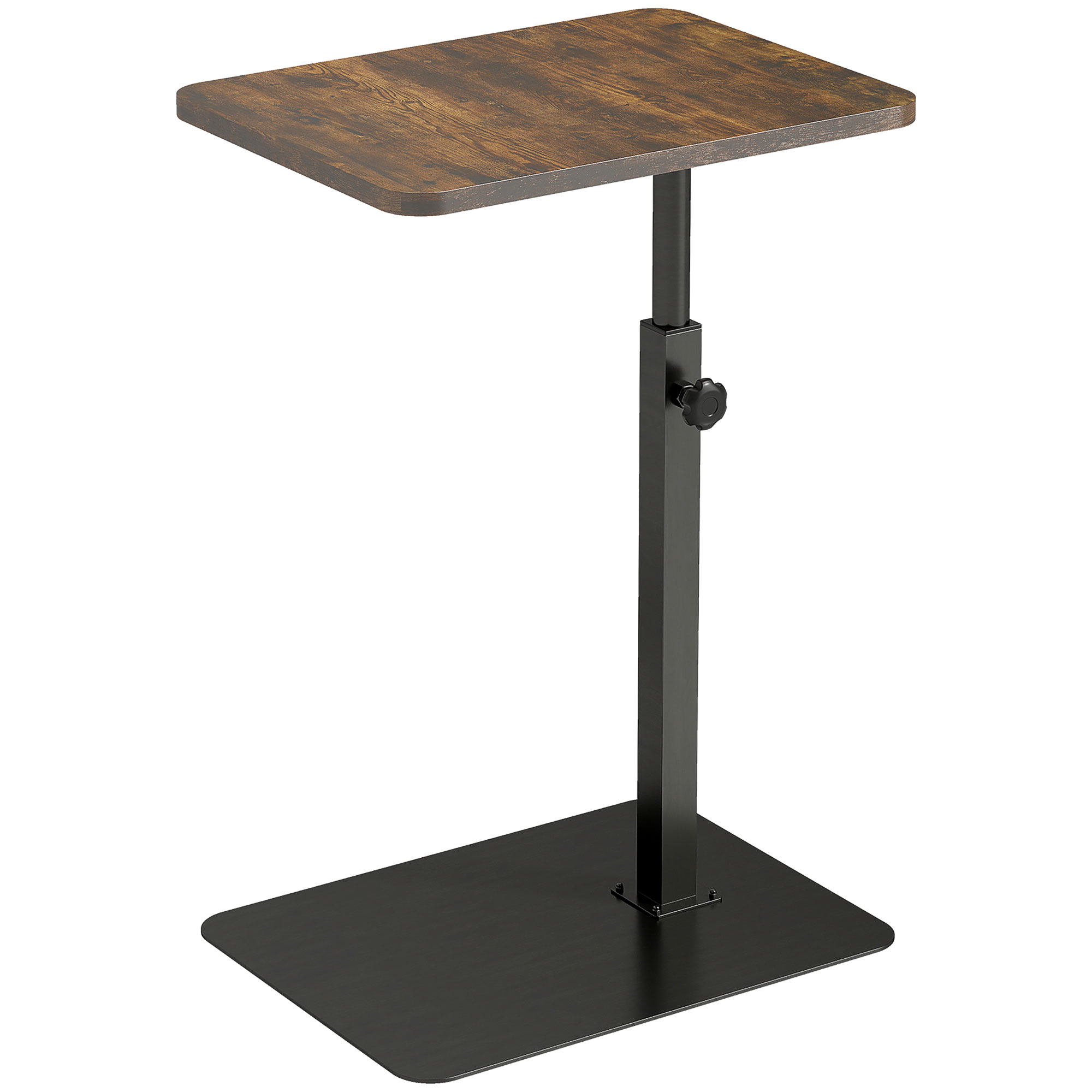 TILWELL C Shaped Side Table Adjustable Height - Rustic Brown - Life Essentials