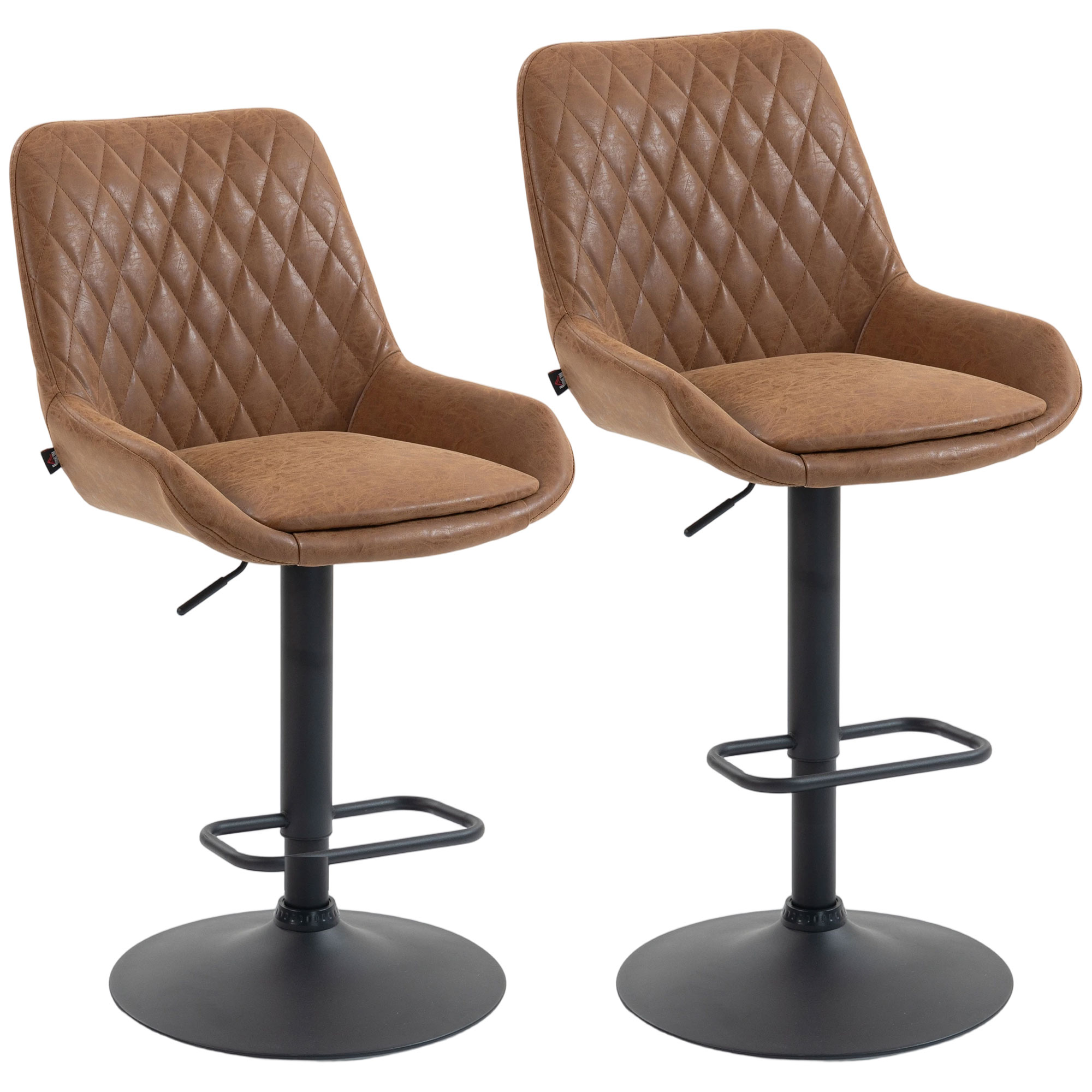 HATHERBY Faux Leather Retro Bar Stools Set of 2 - Orange - Life Essentials