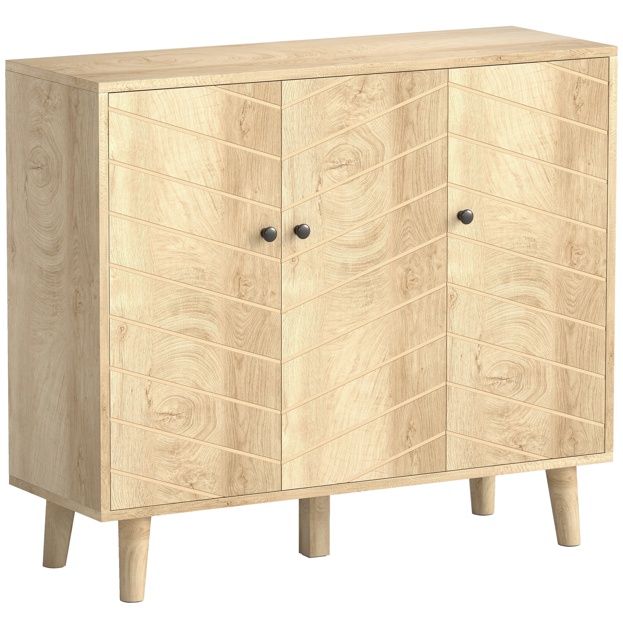 PEMBERLY Vintage Sideboard with Chevron Doors - Natural - Life Essentials