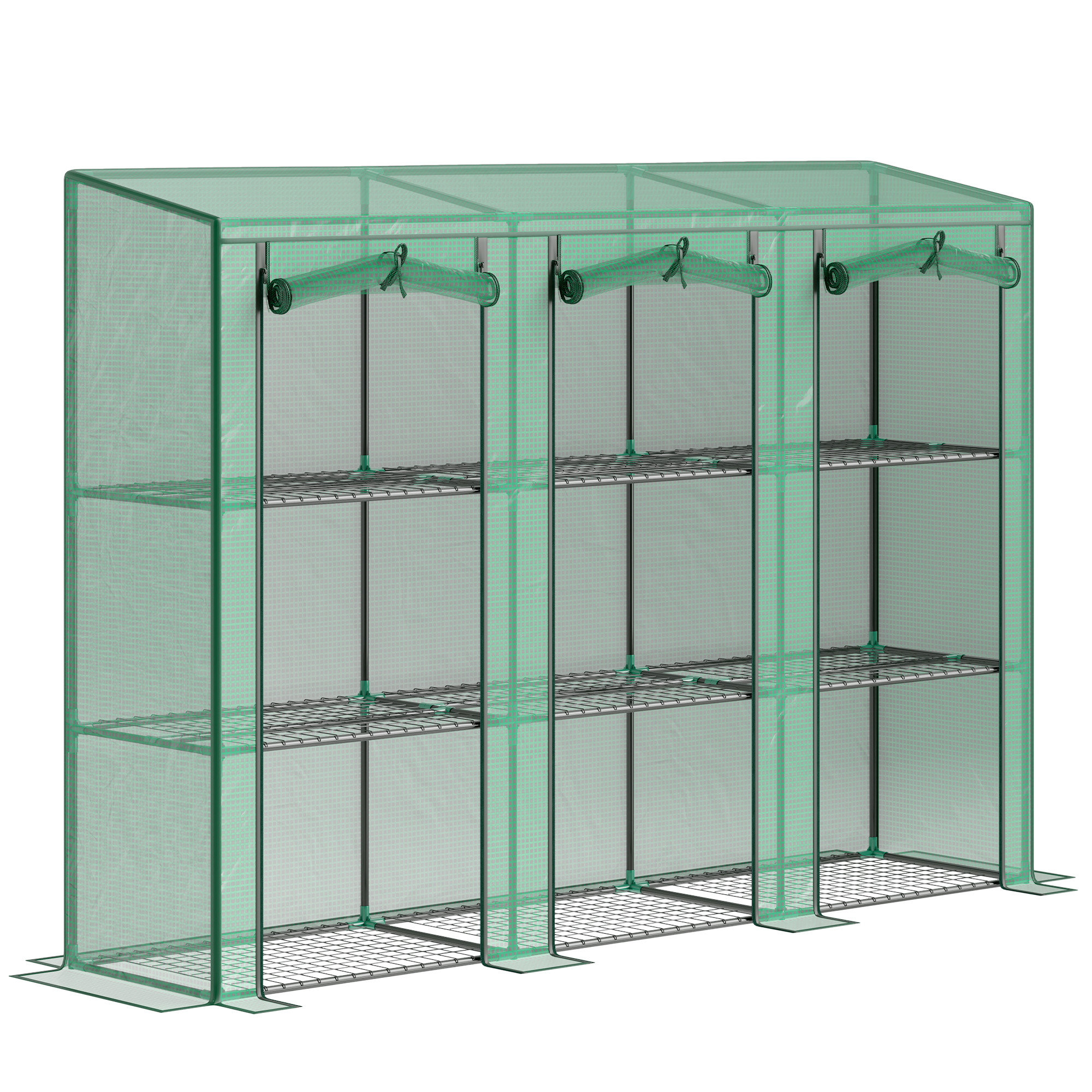 HOUNDON Nine Shelf Greenhouse 46 x 215cm - Green - Life Essentials
