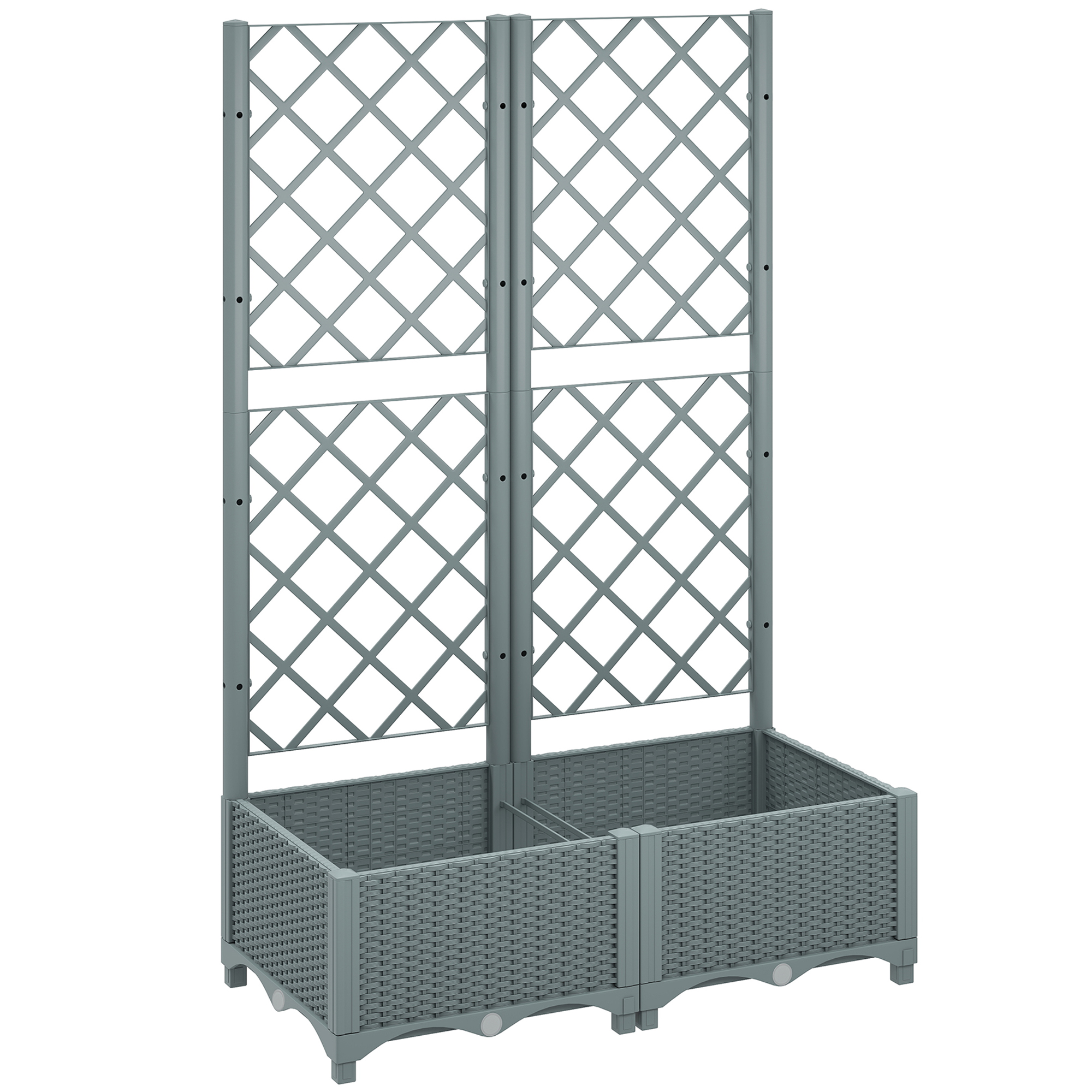 PEXFORD Raised Garden Bed with Trellis and Water Reservoir - Grey - Life Essentials