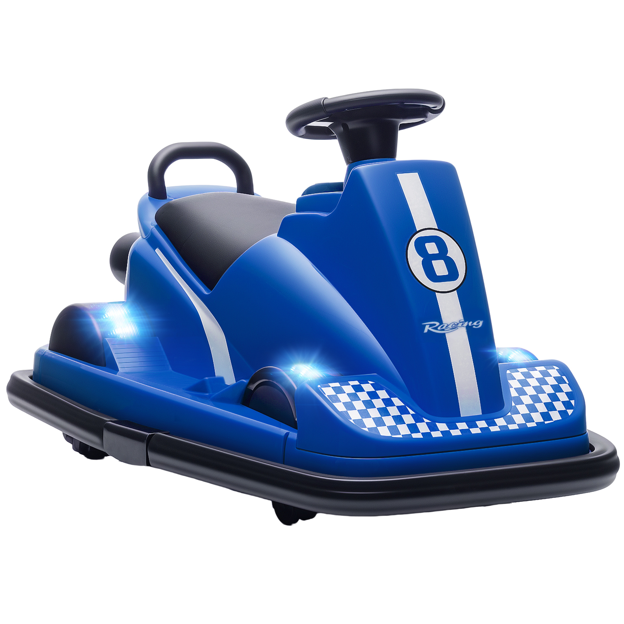 BAMPTON Kids Electric Bumper Car with 360 Degree Spin, LED Lights and Music, Ages 3 to 8 - Blue - Life Essentials