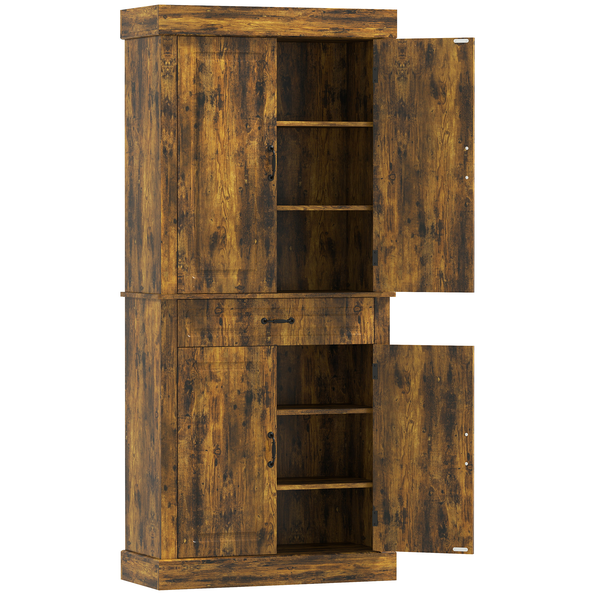 FLINDON Tall Kitchen Pantry Cupboard with Drawer - Brown - Life Essentials