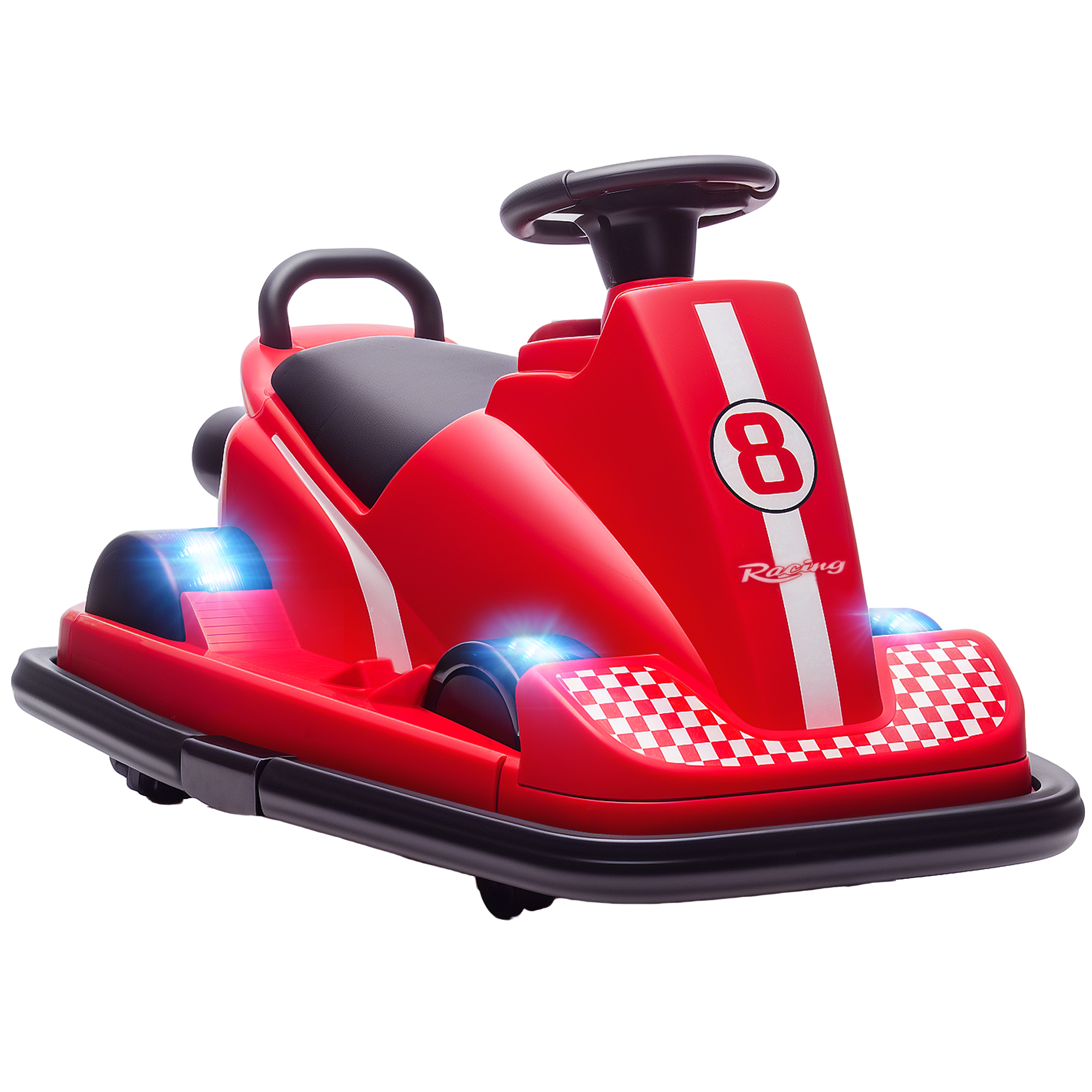 BAMPTON Kids Electric Bumper Car with 360 Degree Spin, LED Lights and Music, Ages 3 to 8 - Red - Life Essentials