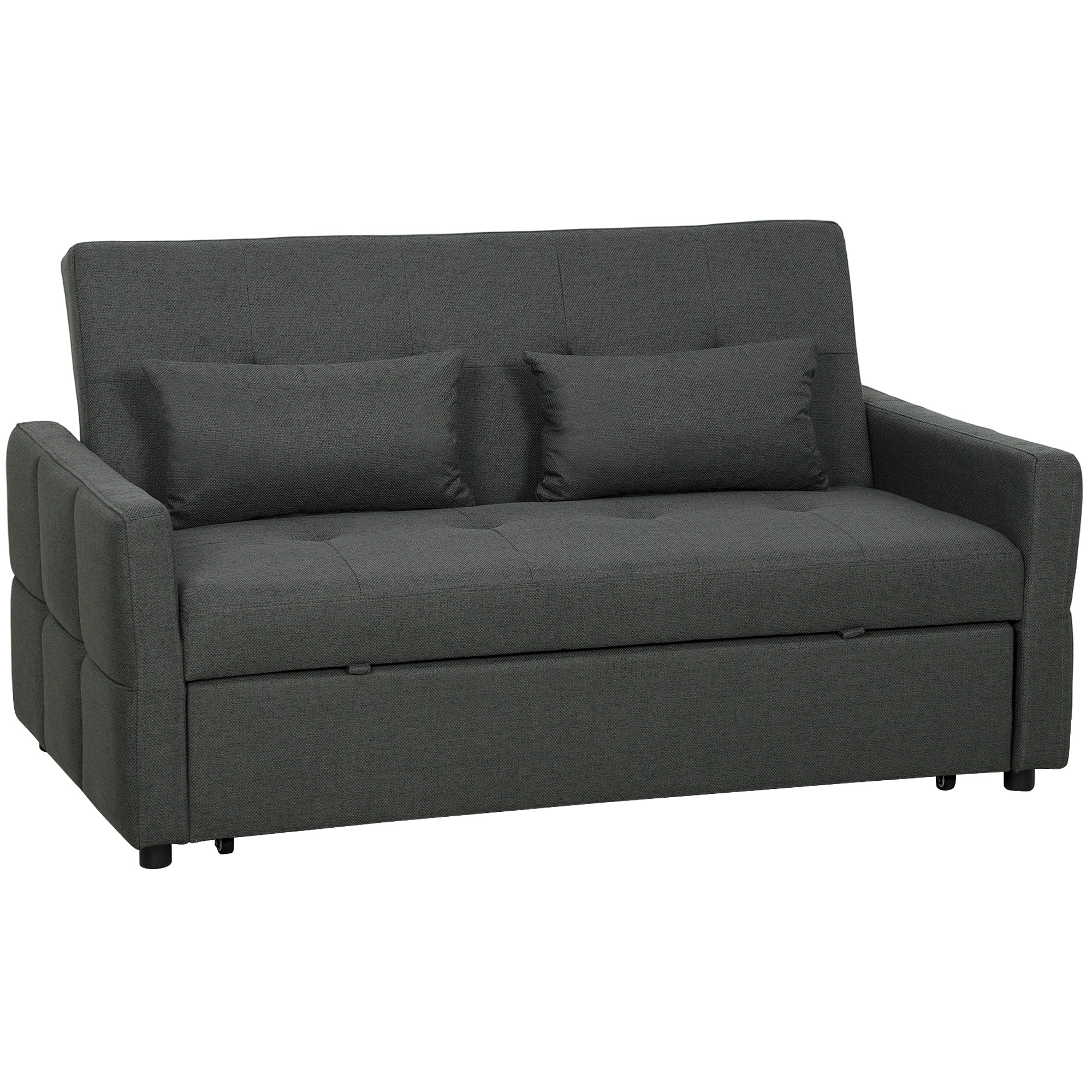 SOUTHLEY 2 Seater Sofa Bed Three Way Convertible - Charcoal Grey - Life Essentials