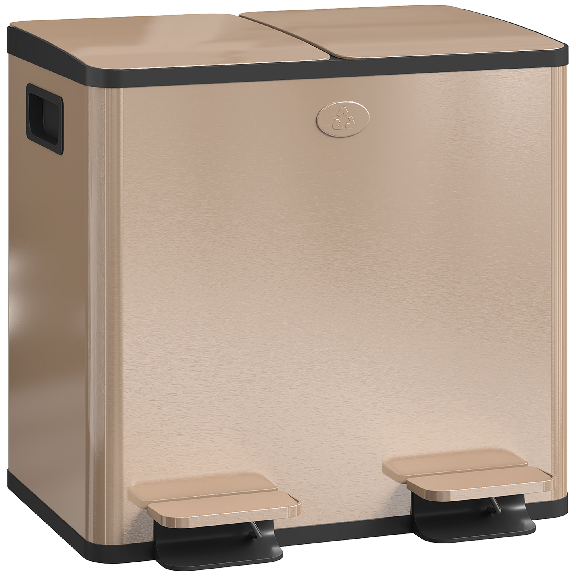 SANDOR 30L Dual Compartment Stainless Steel Bin - Gold - Life Essentials