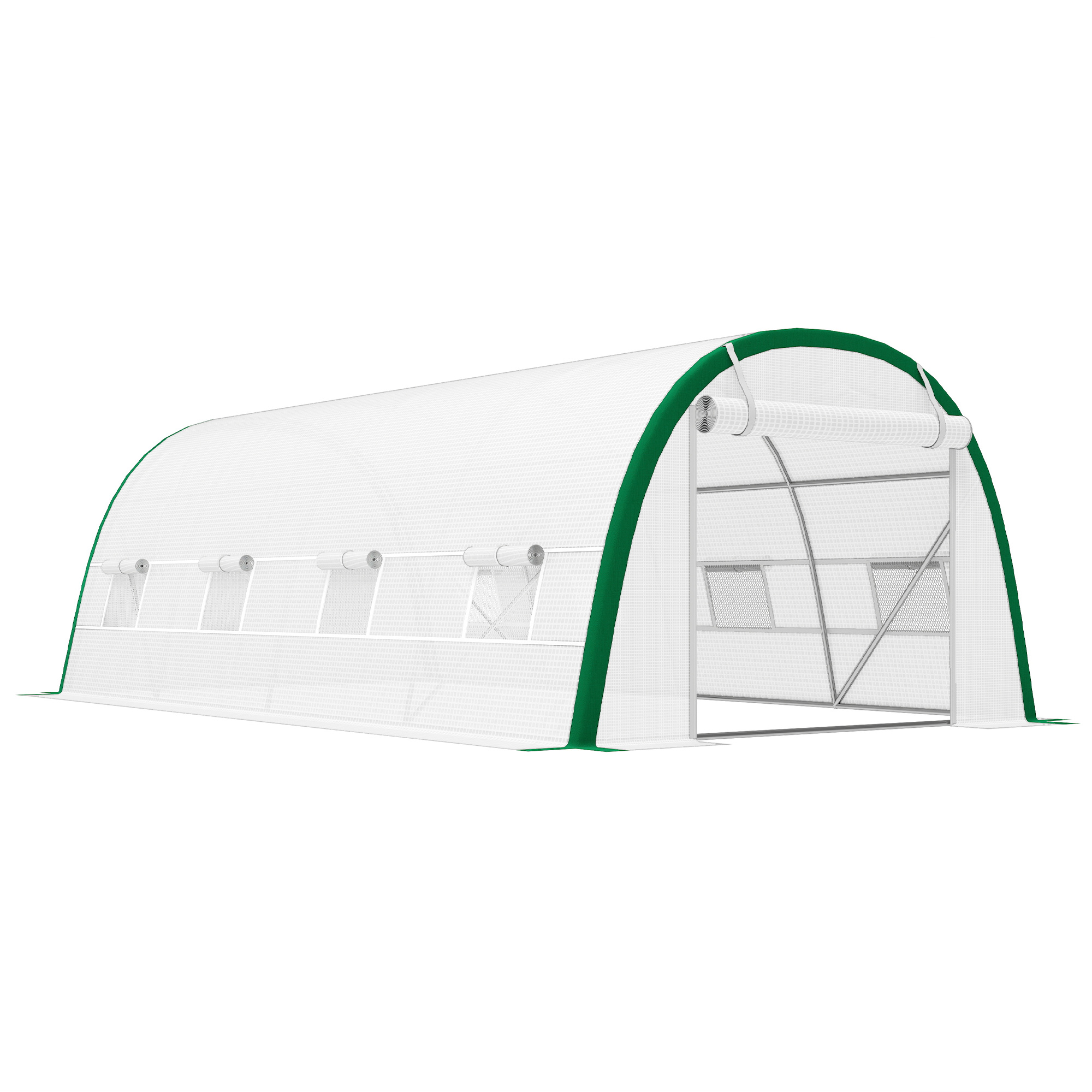 FRENSLEY Walk In Polytunnel Greenhouse 6 x 3m - White - Life Essentials