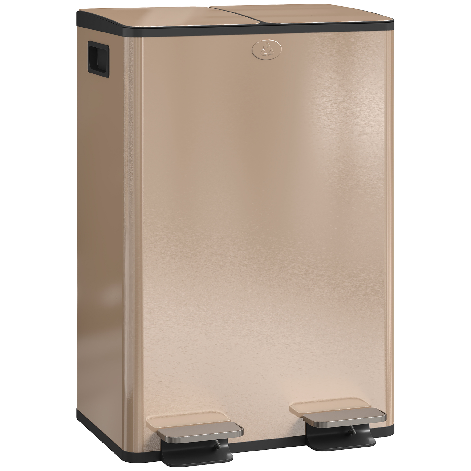 SANDOR 56L Dual Compartment Stainless Steel Bin - Gold - Life Essentials