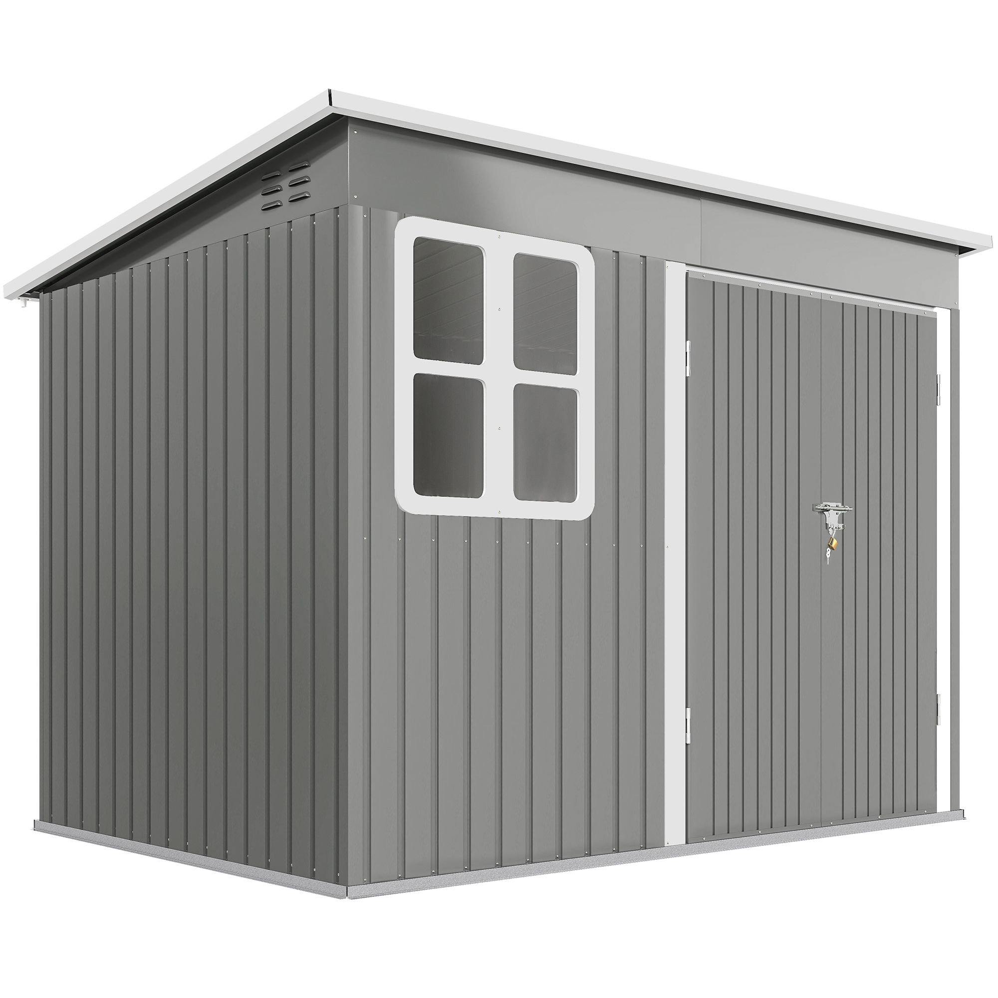 RIVEON Metal Metal Garden Shed - Light Grey - Life Essentials