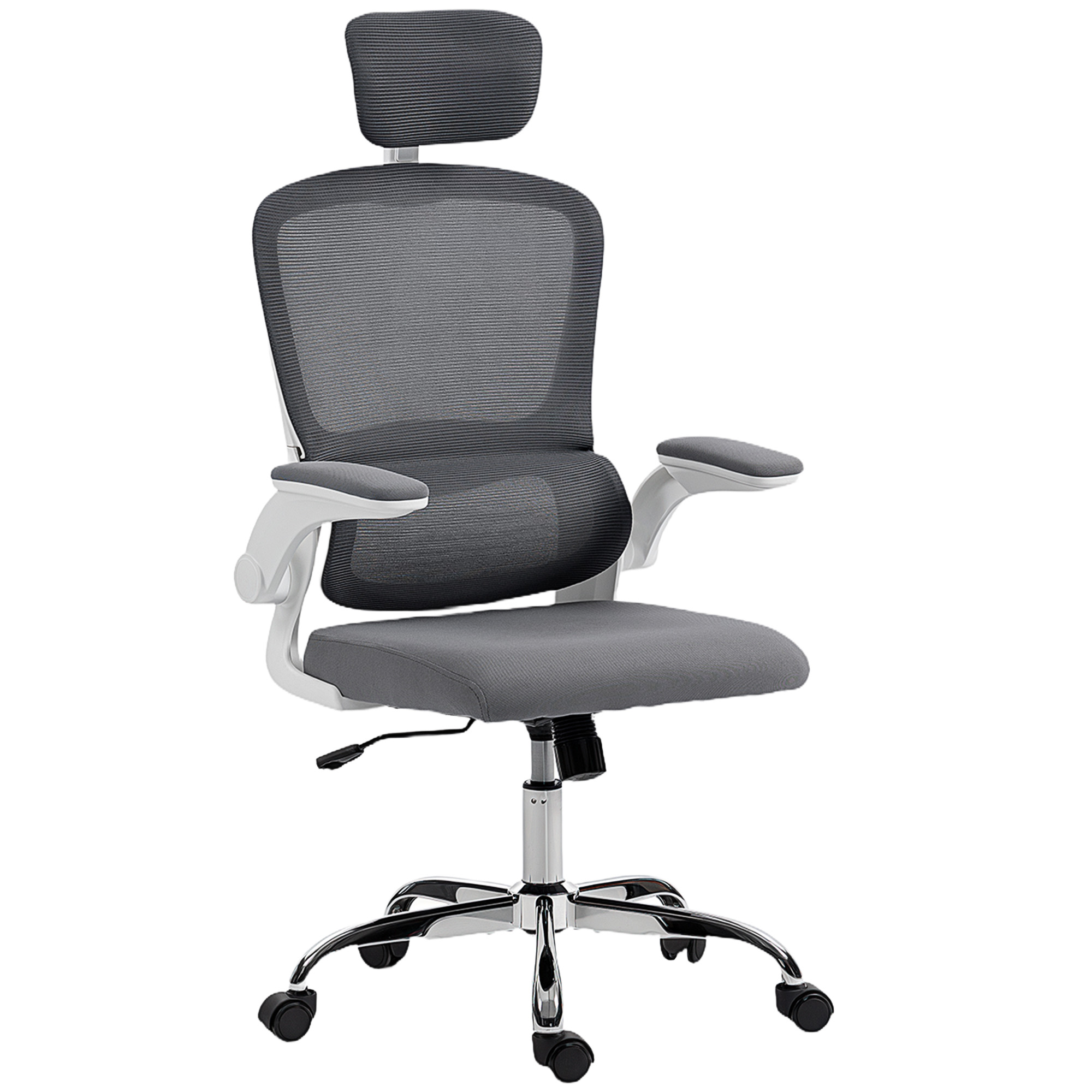 ENVONIS Ergonomic Mesh Back Office Chair with Lumbar Support - Charcoal Grey and White - Life Essentials