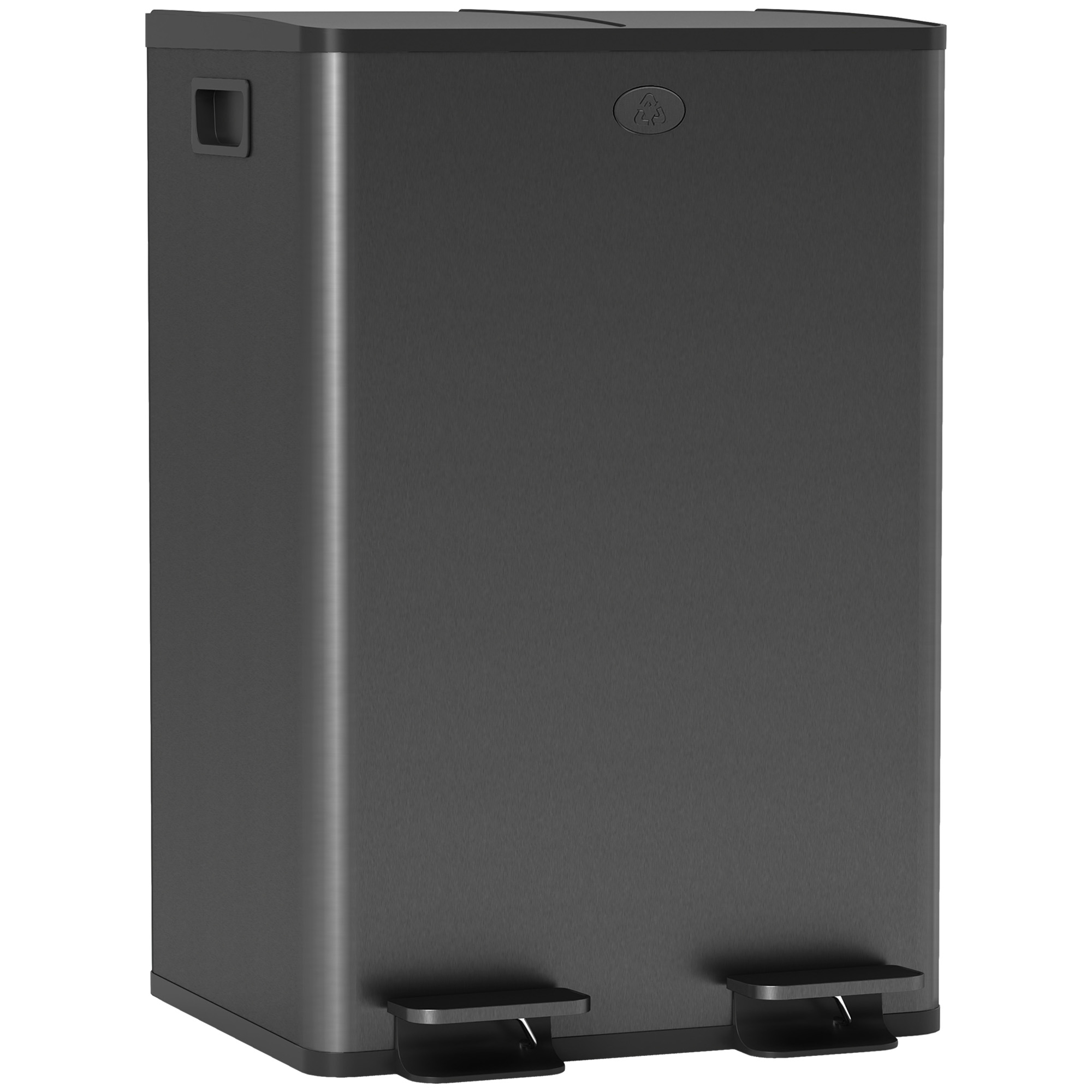 SANDOR 56L Dual Compartment Stainless Steel Bin - Black - Life Essentials