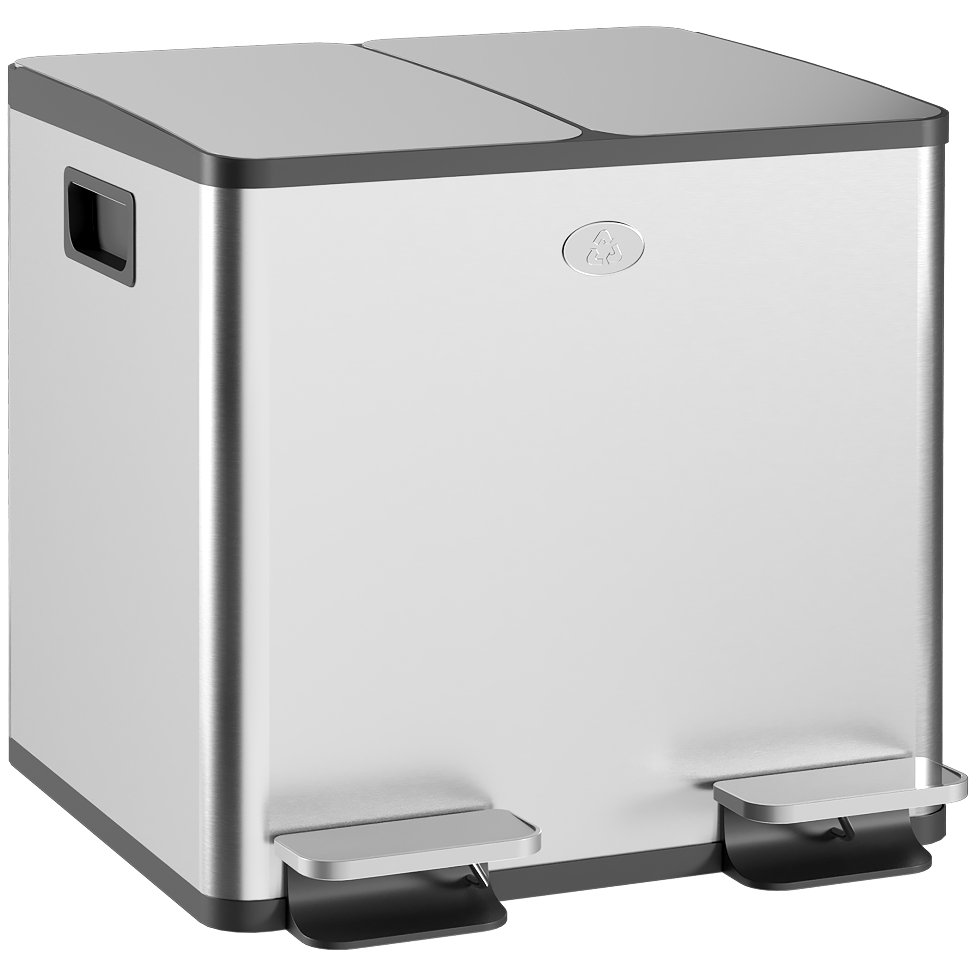 SANDOR 30L Dual Compartment Stainless Steel Bin - Silver - Life Essentials