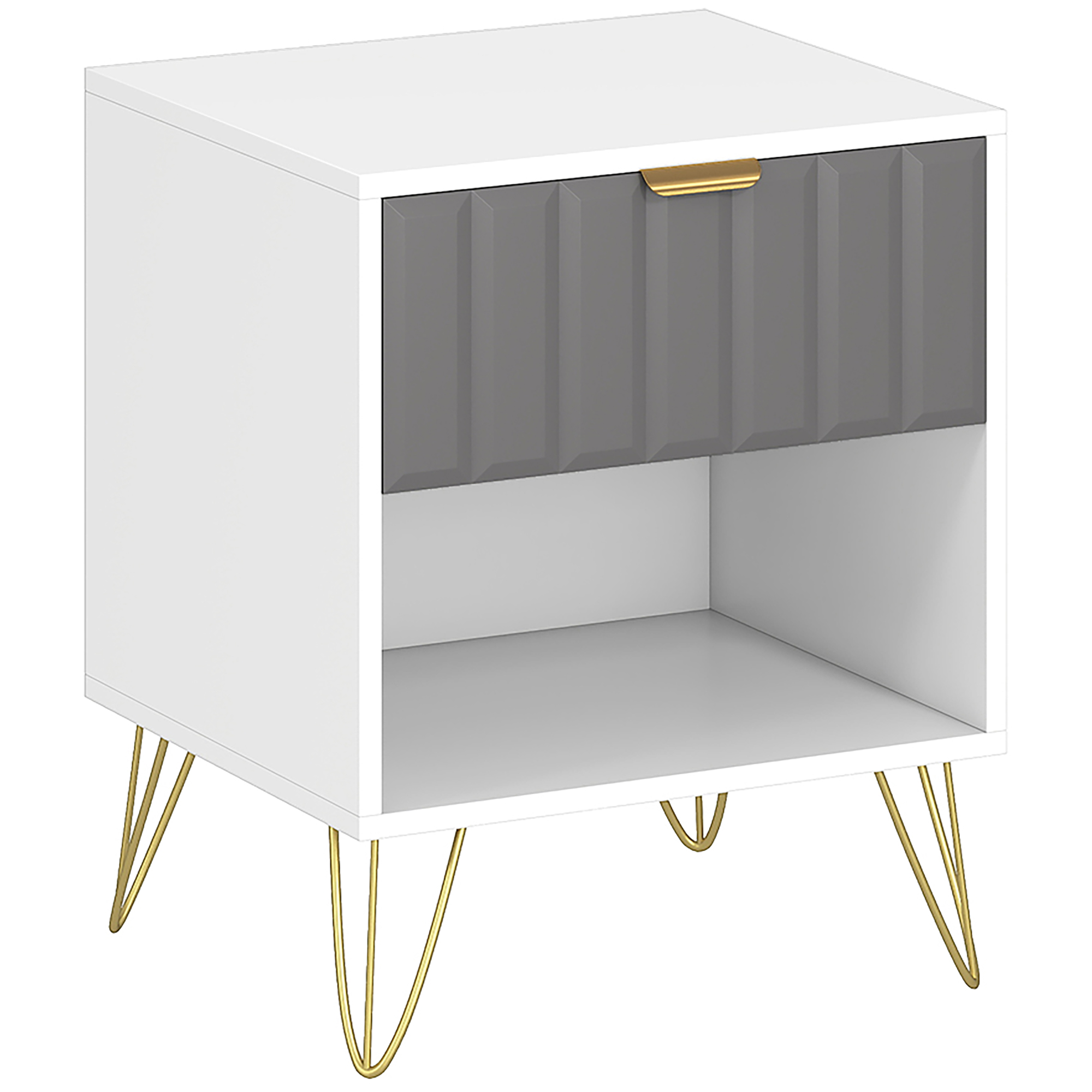 JARROWEN Modern Bedside Table with Drawer and Open Shelf - White - Life Essentials