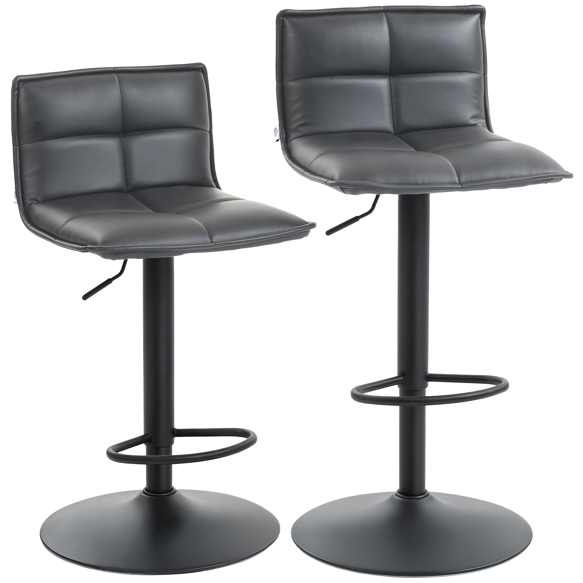 COLLING Modern Faux Leather Bar Stools Set of 2 - Dark Grey - Life Essentials