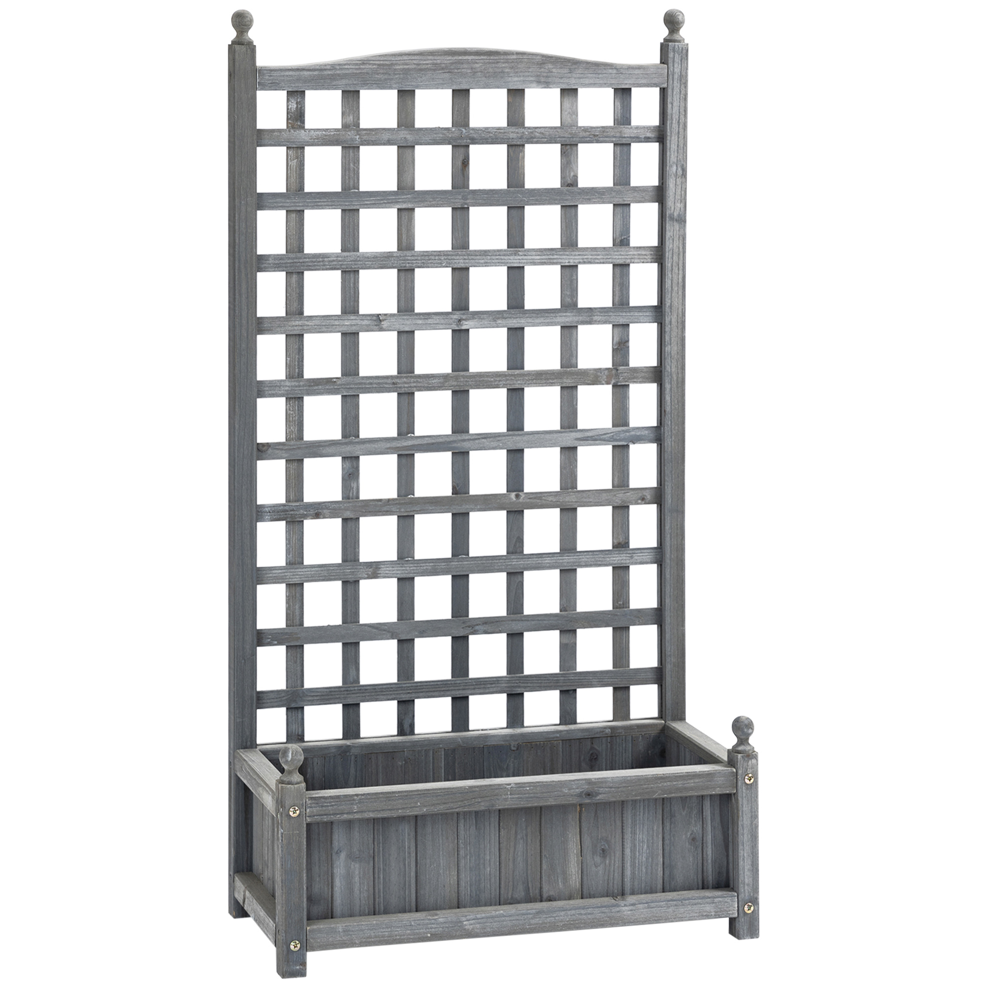 YENSBY Raised Garden Planter with Trellis for Climbing Plants - Grey - Life Essentials