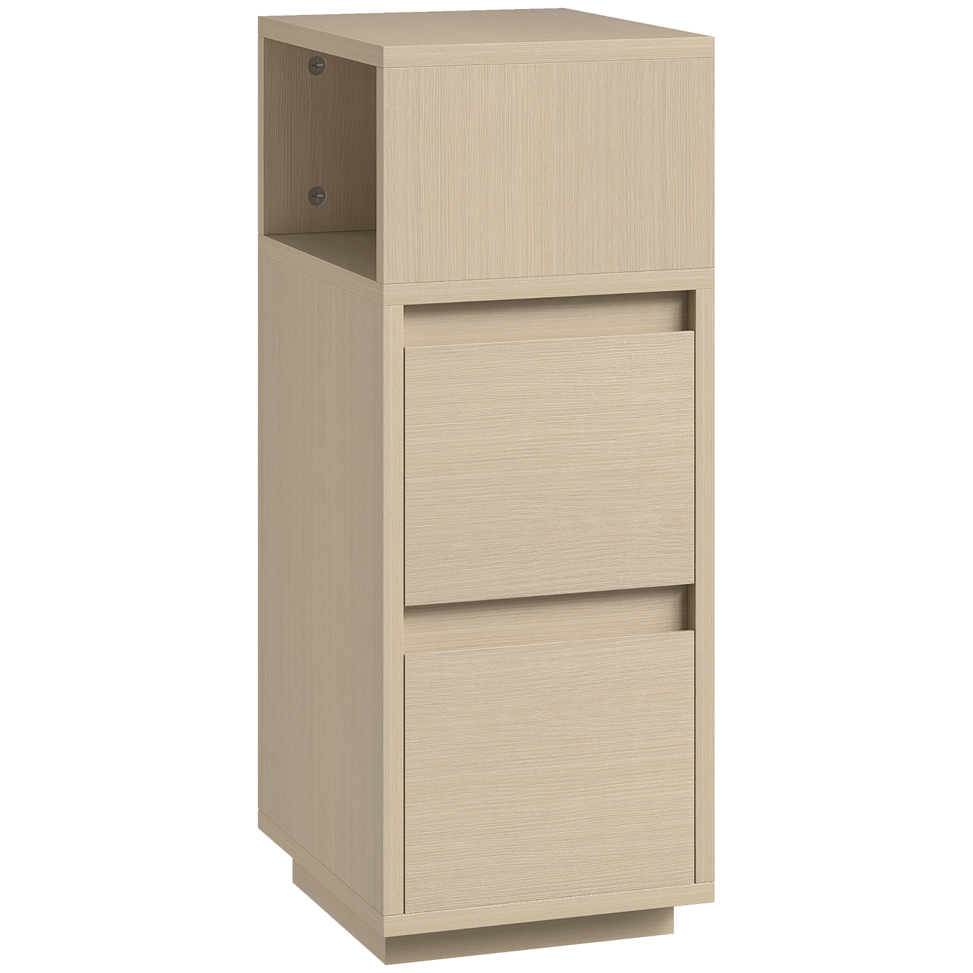 KEWTON Slim Bedside Table with 2 Drawers and Shelf - Natural - Life Essentials