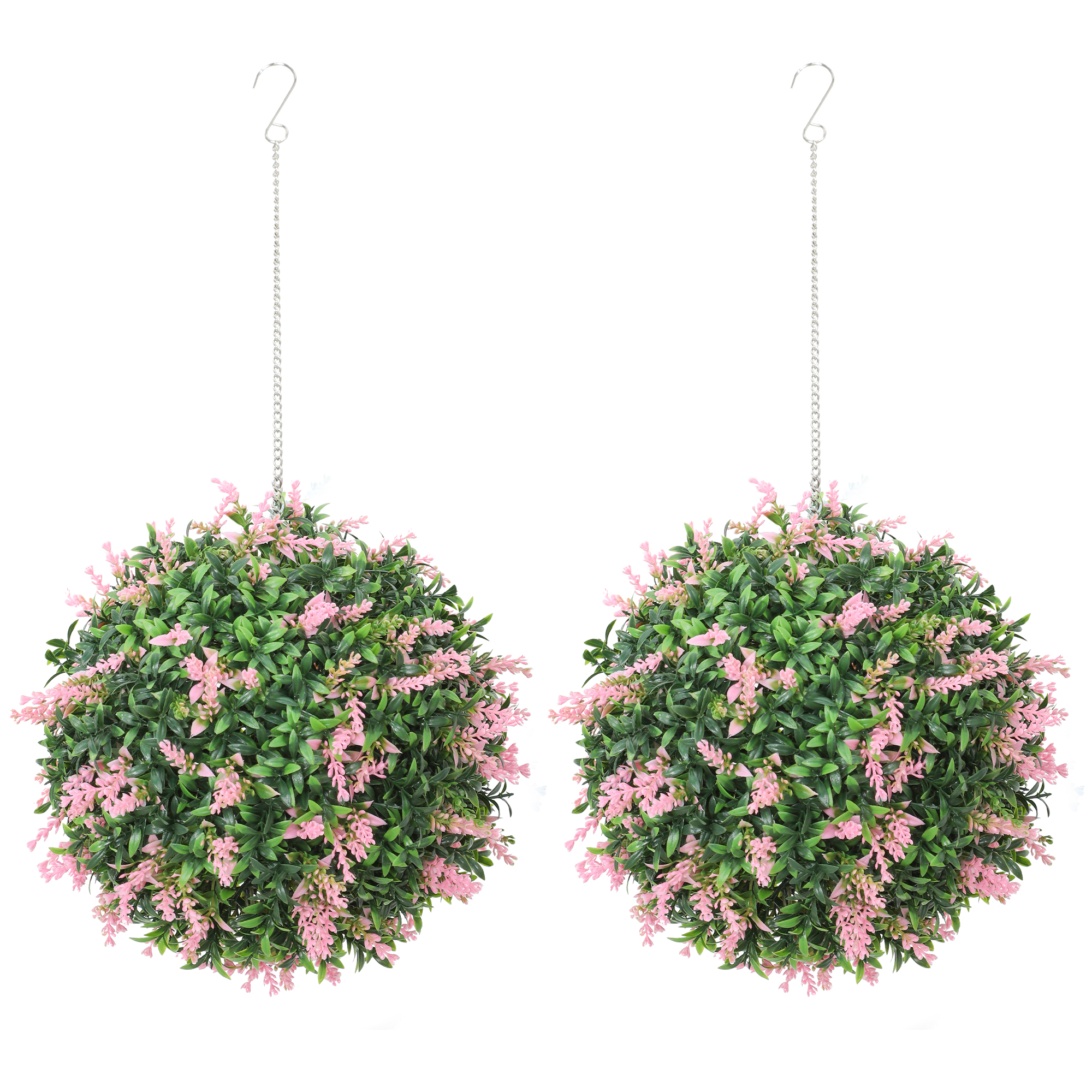 Artificial Plant Topiary Balls Set of 2 - Pink - Life Essentials