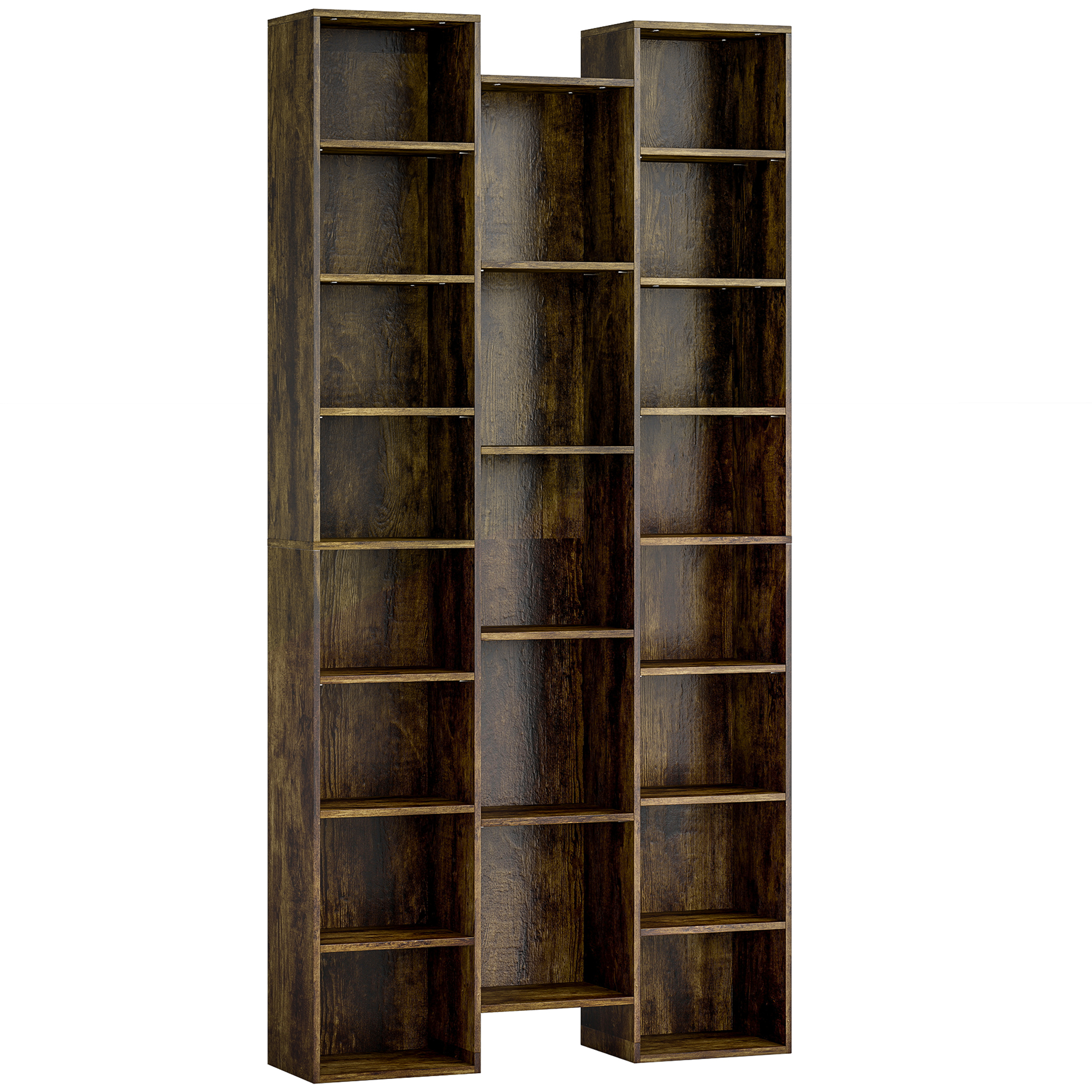 RUSCOMBE 21 Compartment Storage Bookcase Shelf Unit - Brown - Life Essentials