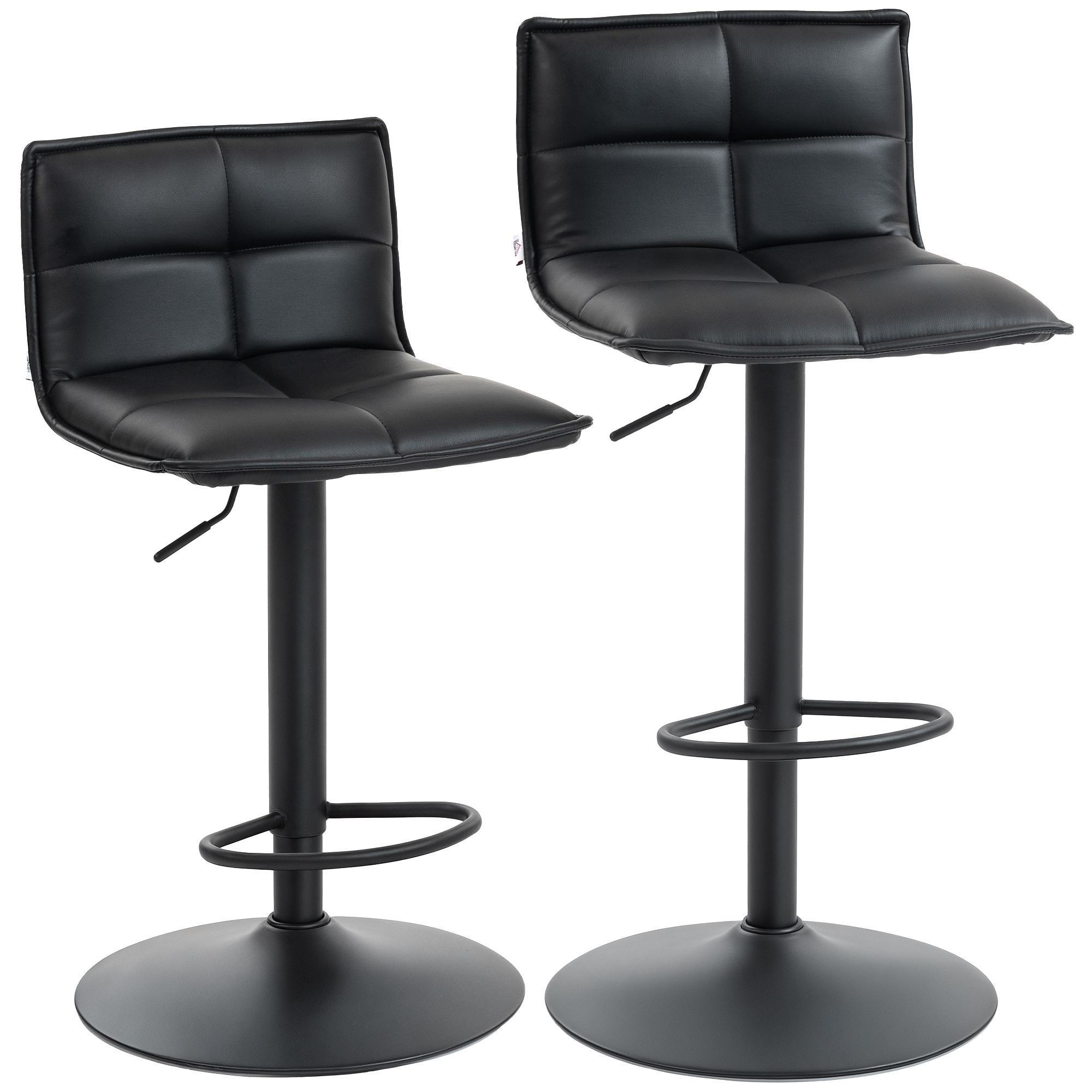 COLLING Modern Faux Leather Bar Stools Set of 2 - Black - Life Essentials