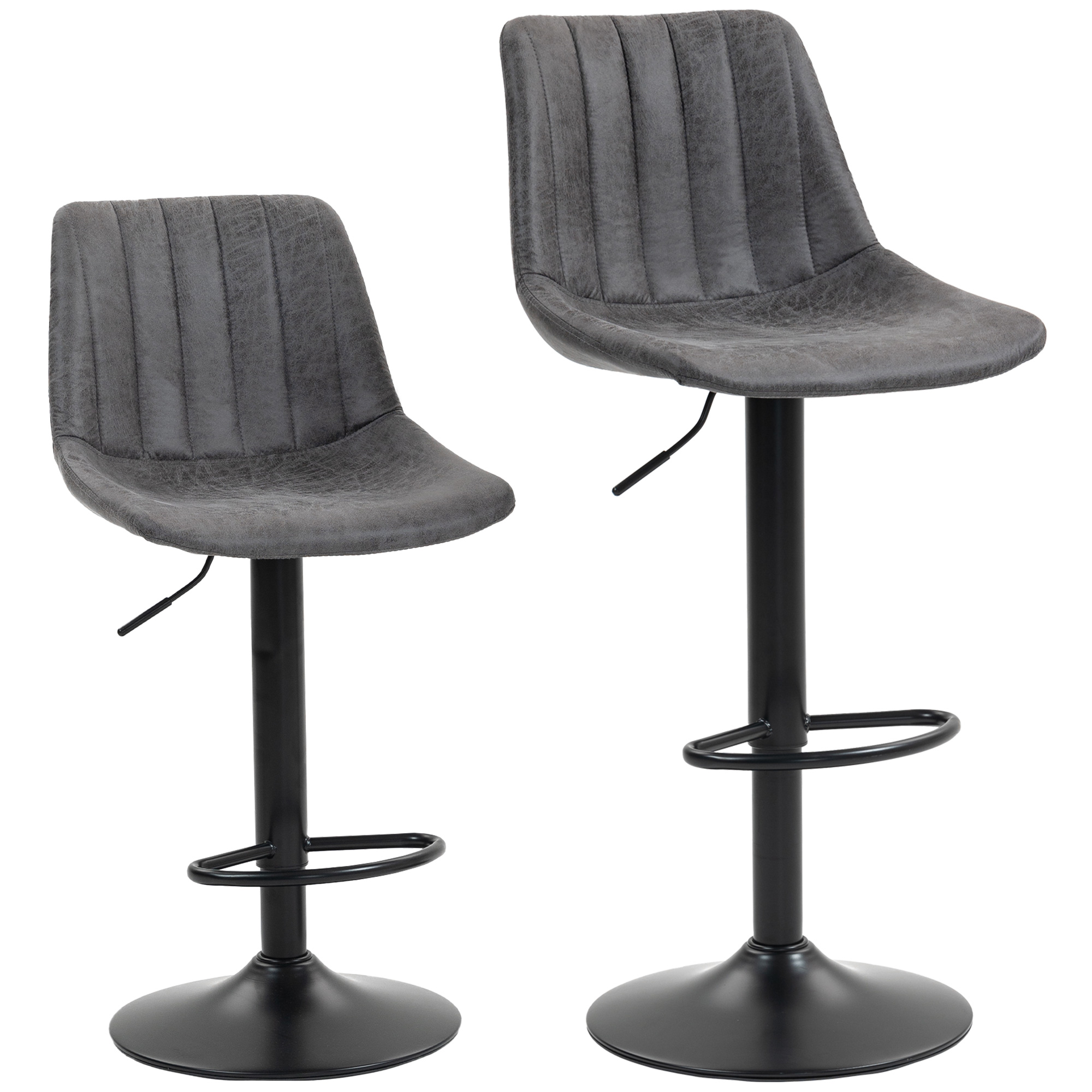 DUNSWELL Leathaire Tub Bar Stools Set of 2 - Charcoal Grey - Life Essentials