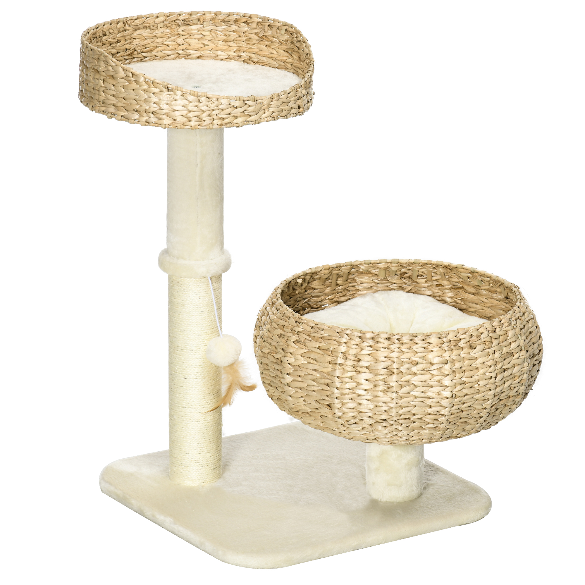 GREYTON Cat Tree Kitten Tower 72cm with Scratching Post and Beds - Beige - Life Essentials