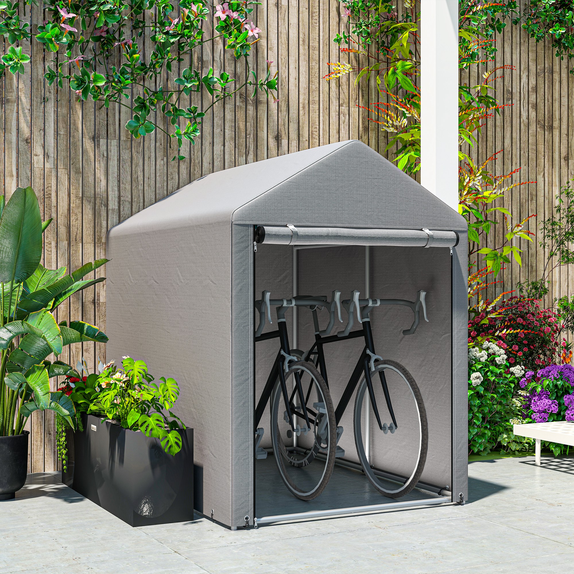ELWORTH Temporary Garden Shed 179 x 120cm - Light Grey - Life Essentials