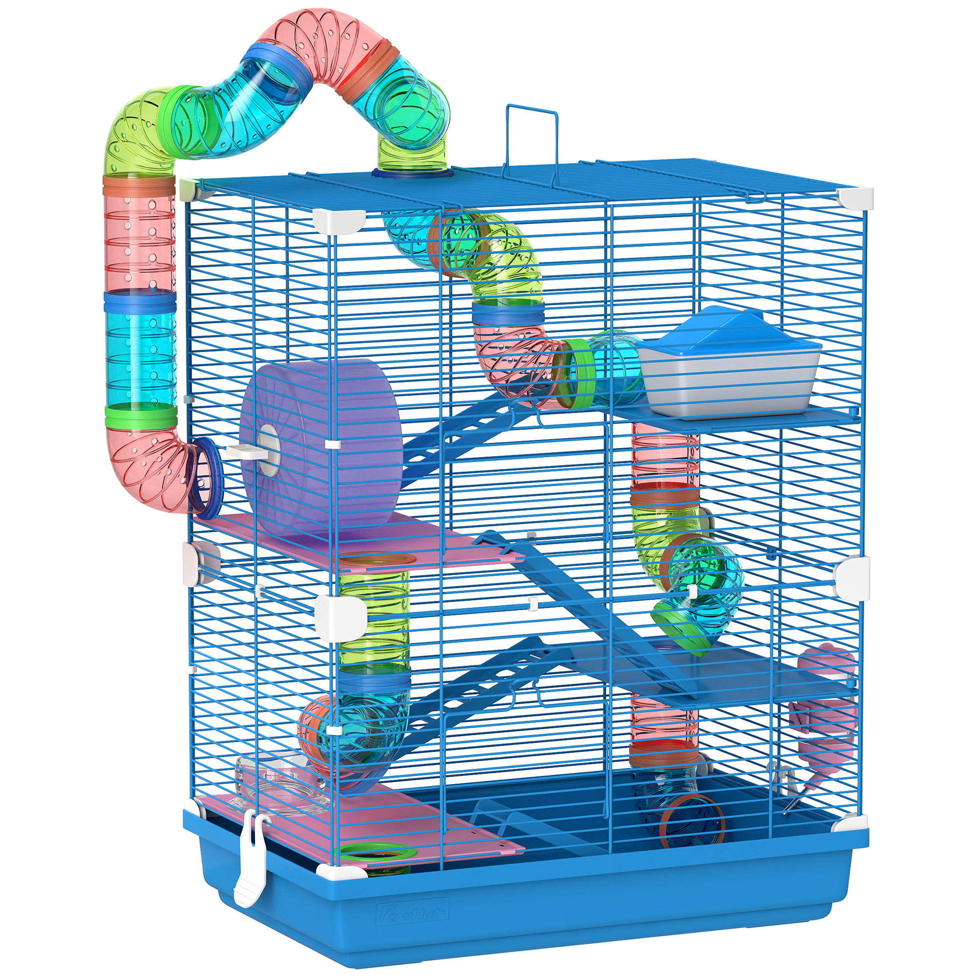 JARNLEY 5 Tier Hamster Cage Habitat with Accessories - Blue - Life Essentials