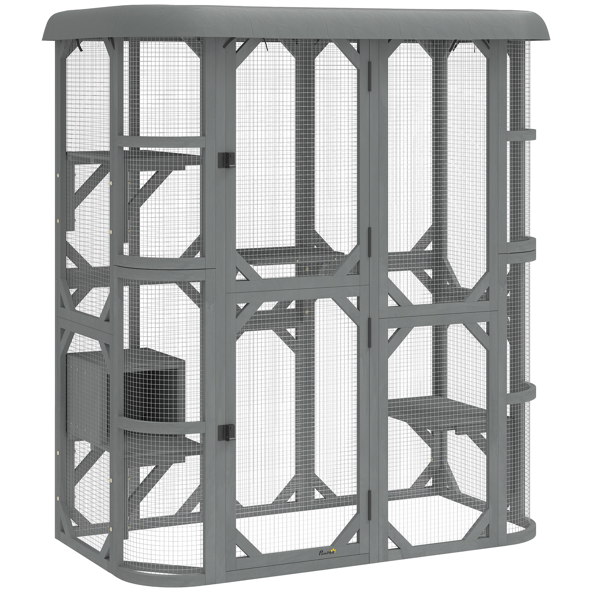 GRAORA Wooden Outdoor Cat Enclosure - Grey - Life Essentials