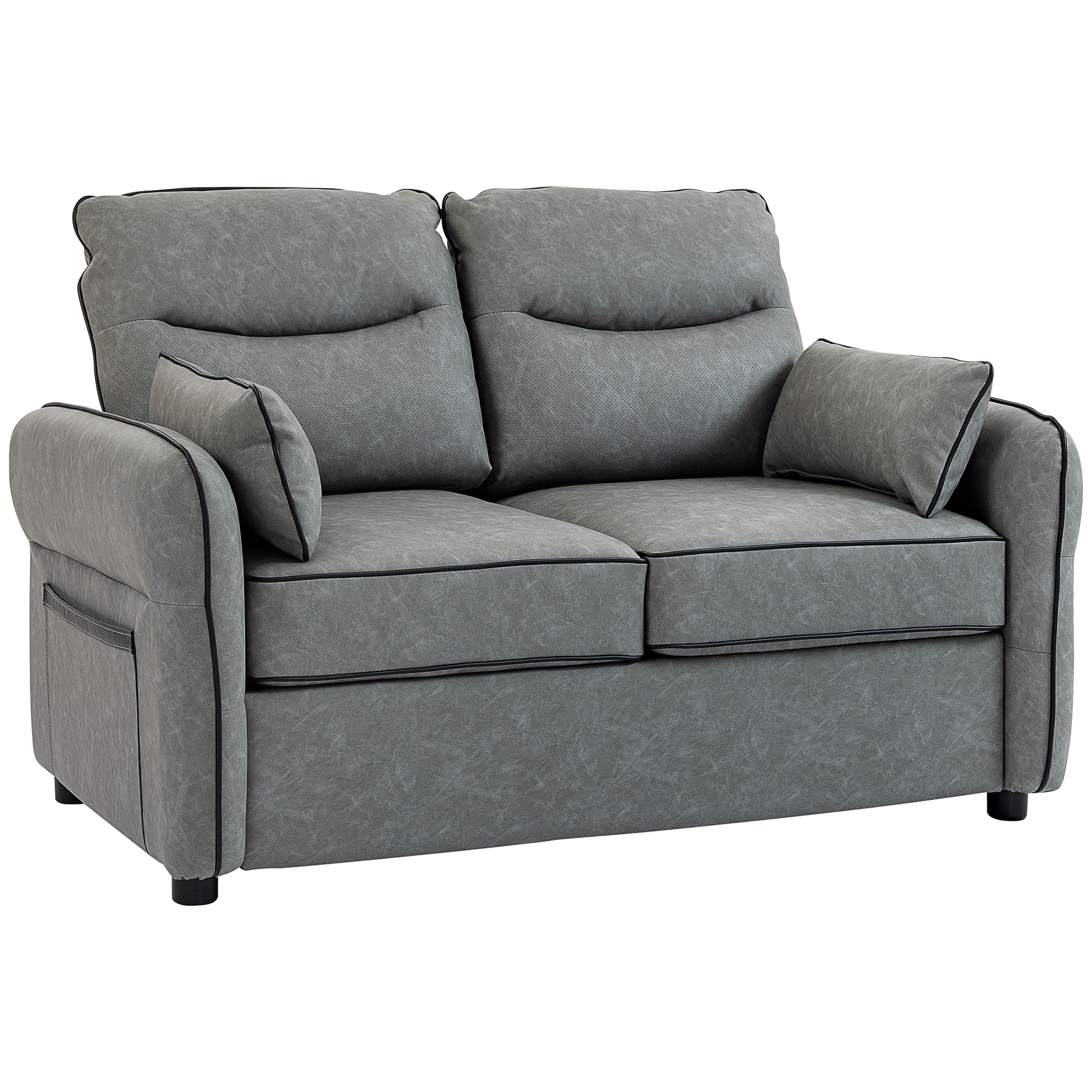 JOWETT Faux Leather 2 Seater Sofa - Grey - Life Essentials