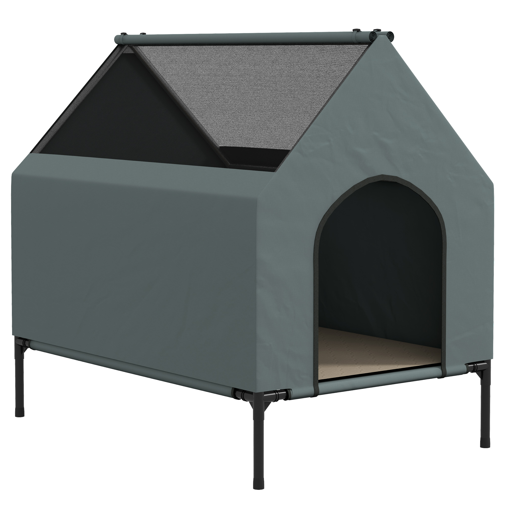 NOIVIA Fabric Elevated Dog House - Grey - Life Essentials