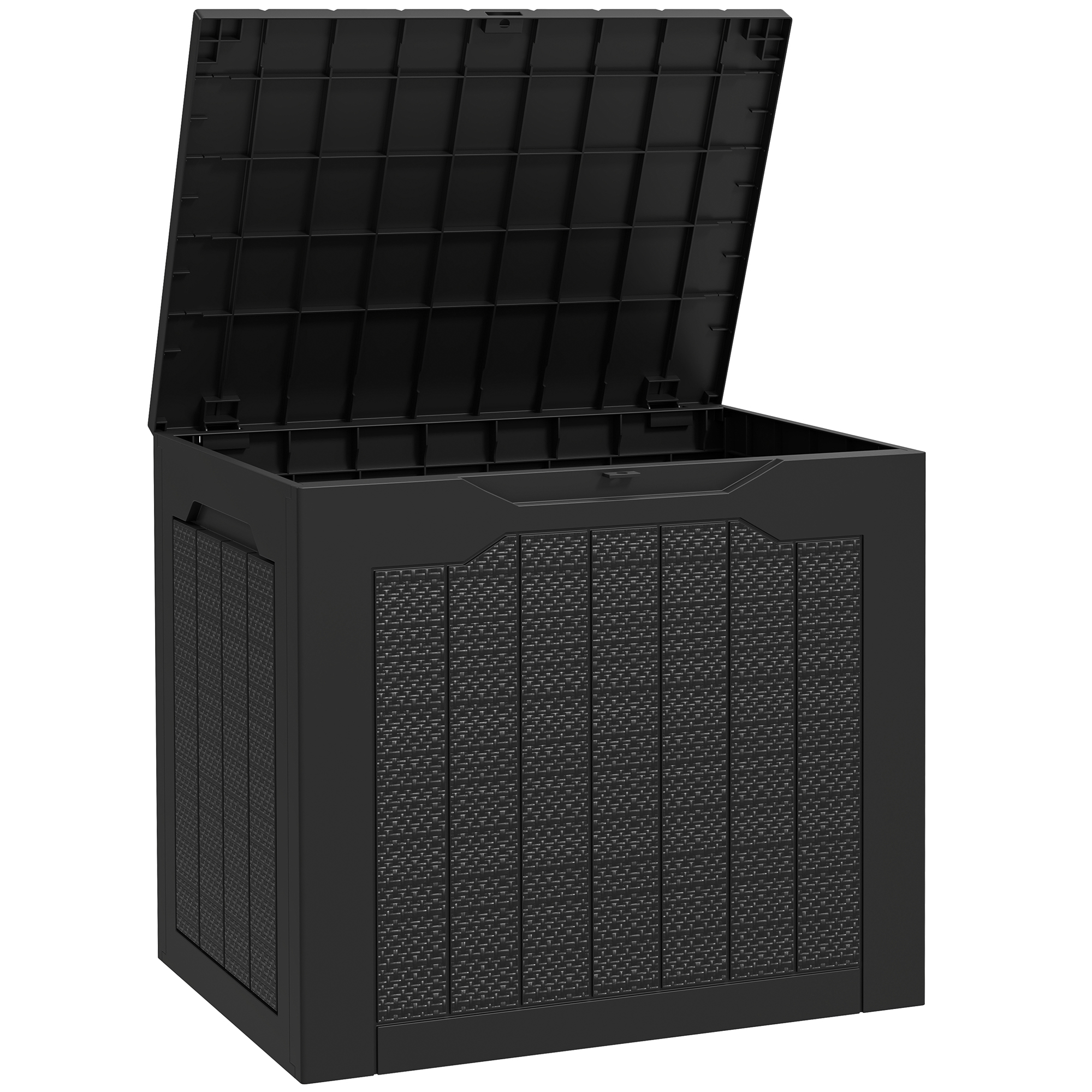 WILCOTT 93L Plastic Garden Storage Box Waterproof - Black - Life Essentials